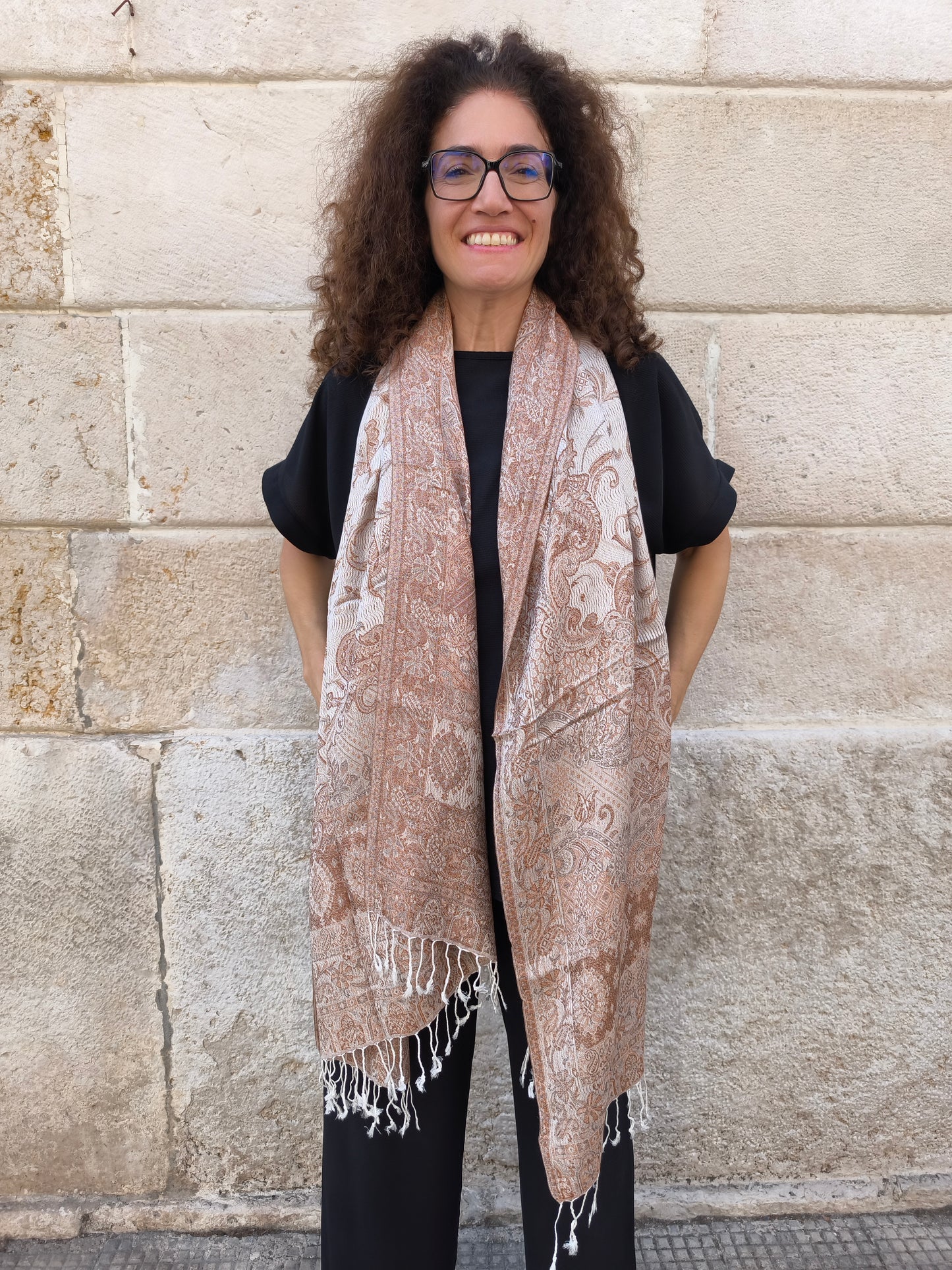 Pashmina Foulard Schal Seide 100 % Indien 195X75 60 cm