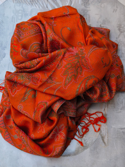 Pashmina Foulard Schal Seide 100 % Indien 195X75 60 cm