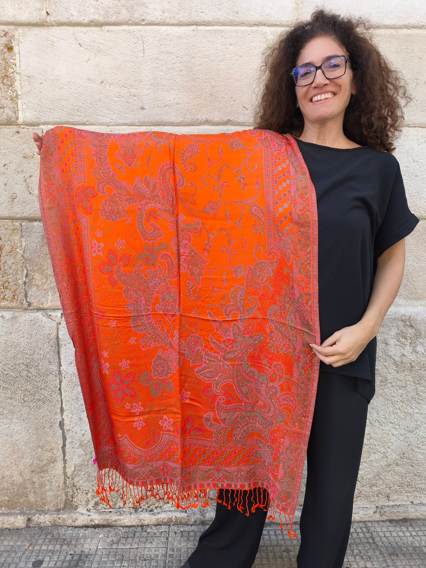 Pashmina Foulard Schal Seide 100 % Indien 195X75 60 cm