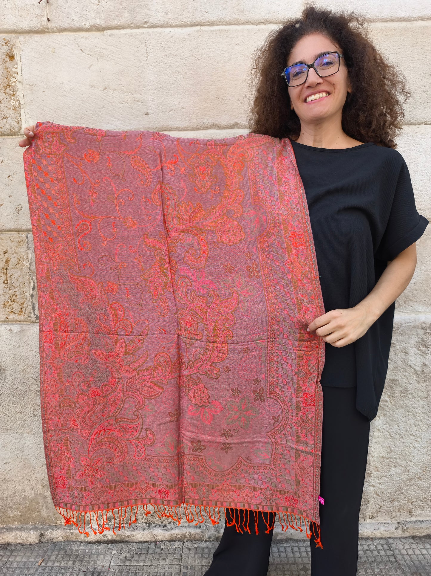 Pashmina Foulard Schal Seide 100 % Indien 195X75 60 cm