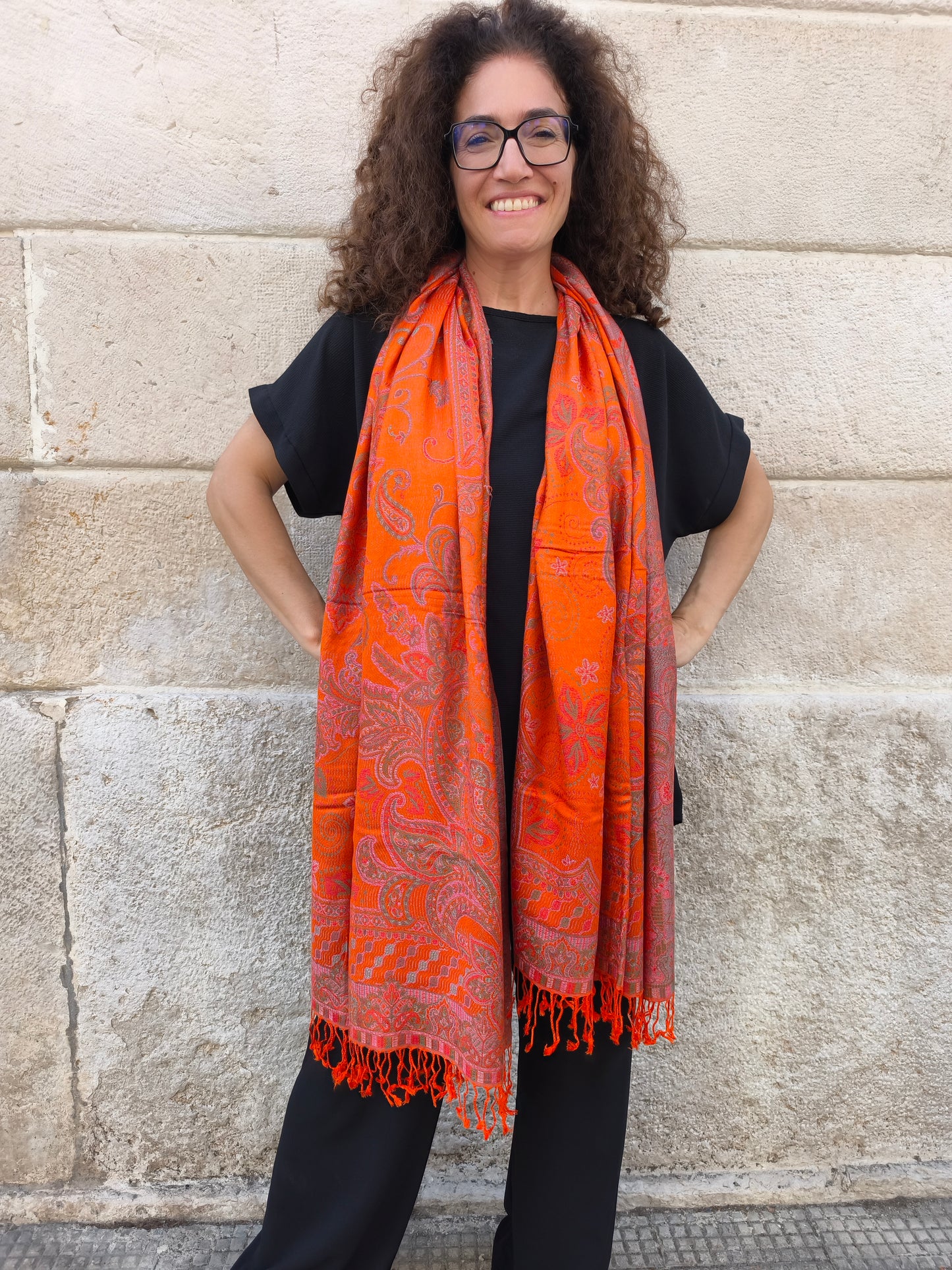 Pashmina Foulard Schal Seide 100 % Indien 195X75 60 cm