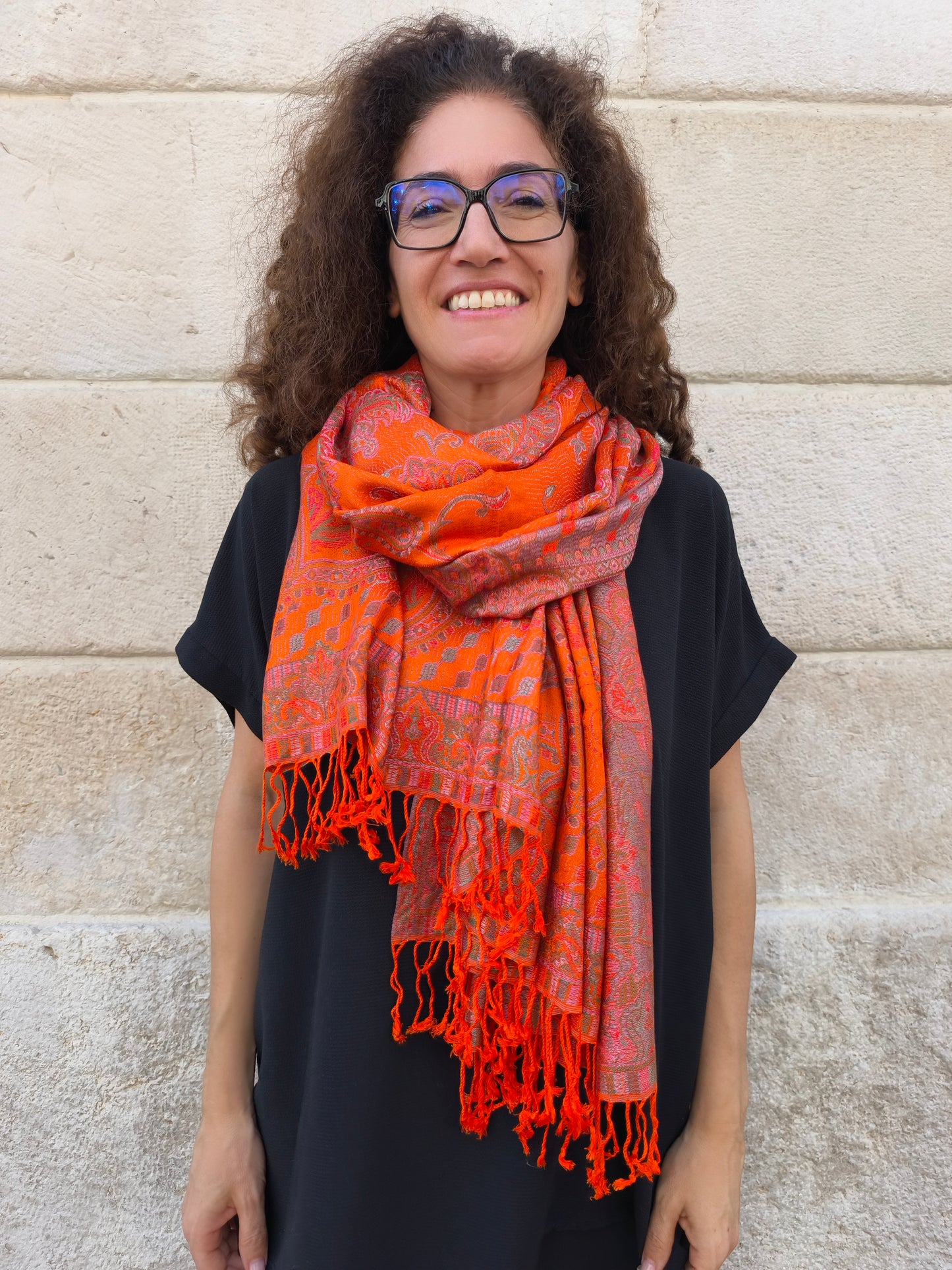 Pashmina Foulard Schal Seide 100 % Indien 195X75 60 cm