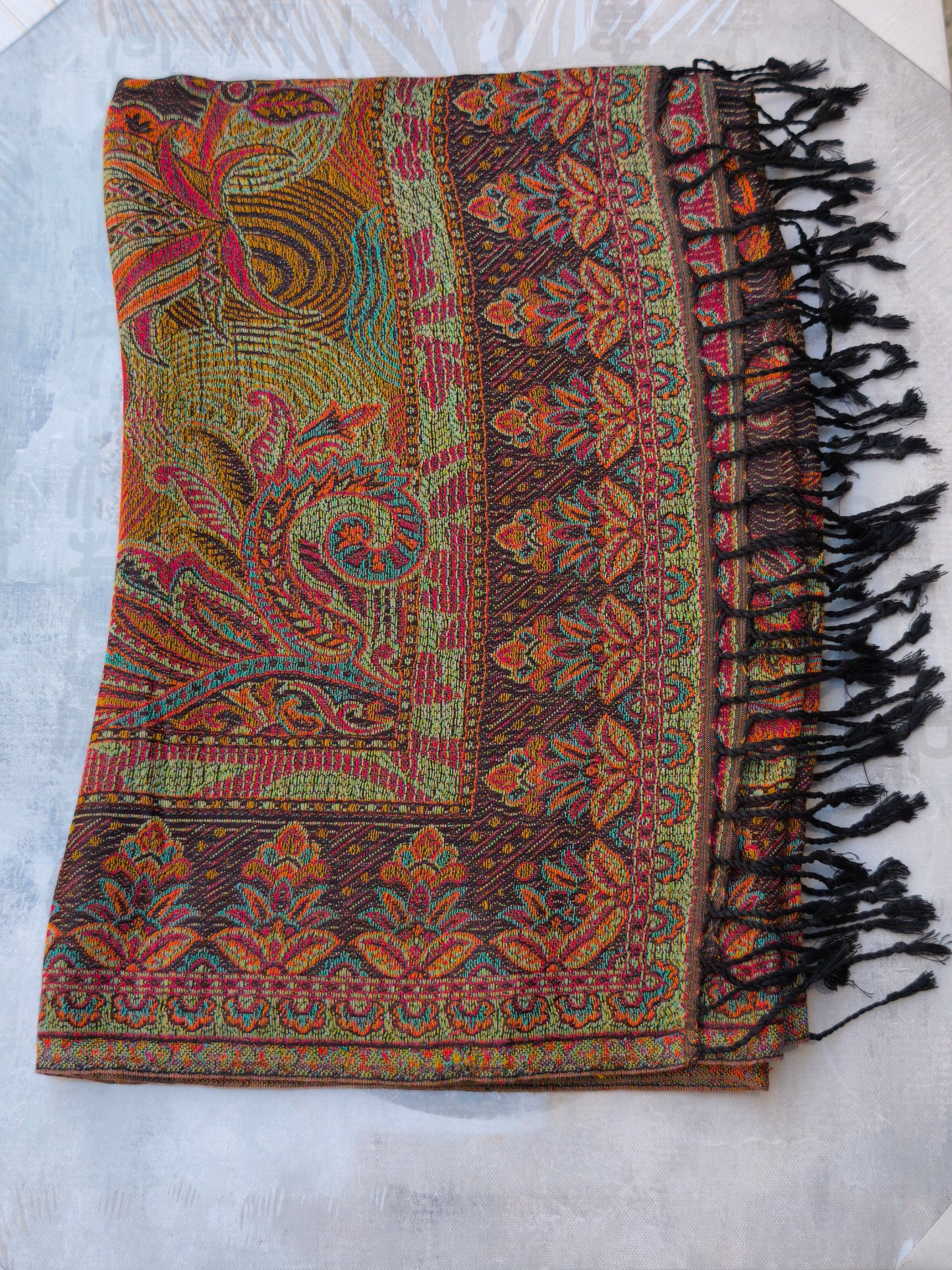 Pashmina Foulard Schal Seide 100 % Indien 195X75 60 cm