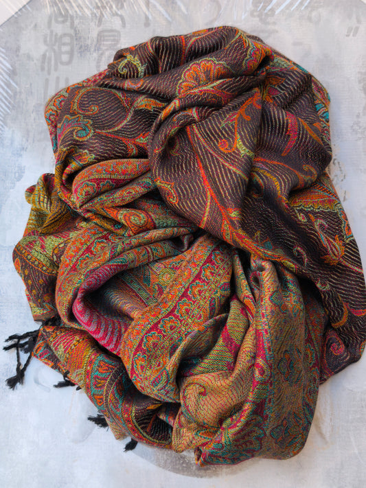 Pashmina Foulard Schal Seide 100 % Indien 195X75 60 cm