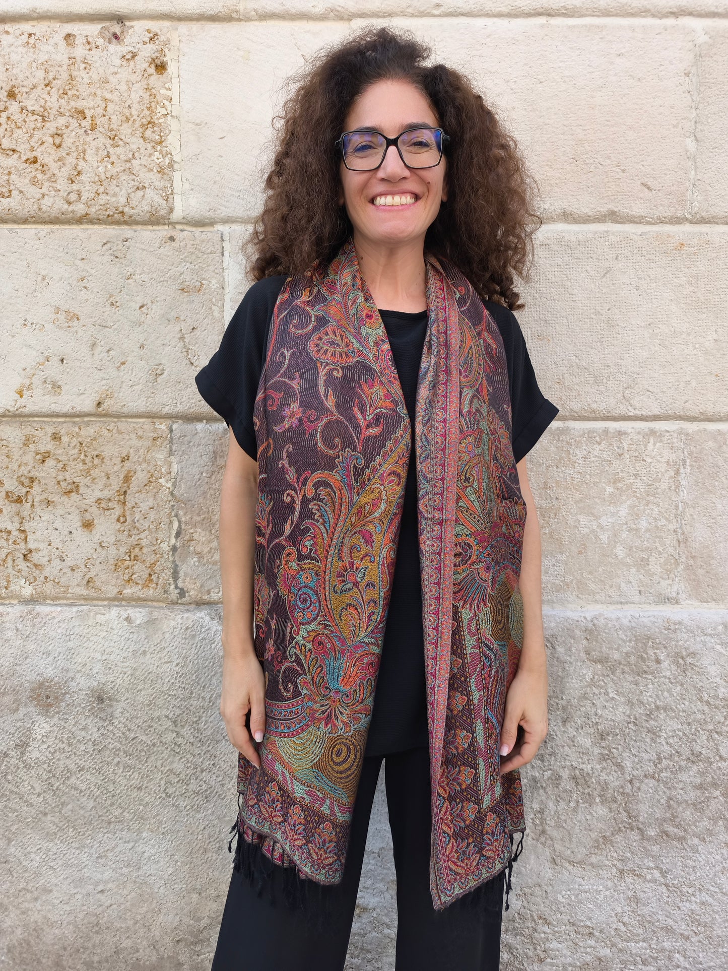 Pashmina Foulard Schal Seide 100 % Indien 195X75 60 cm