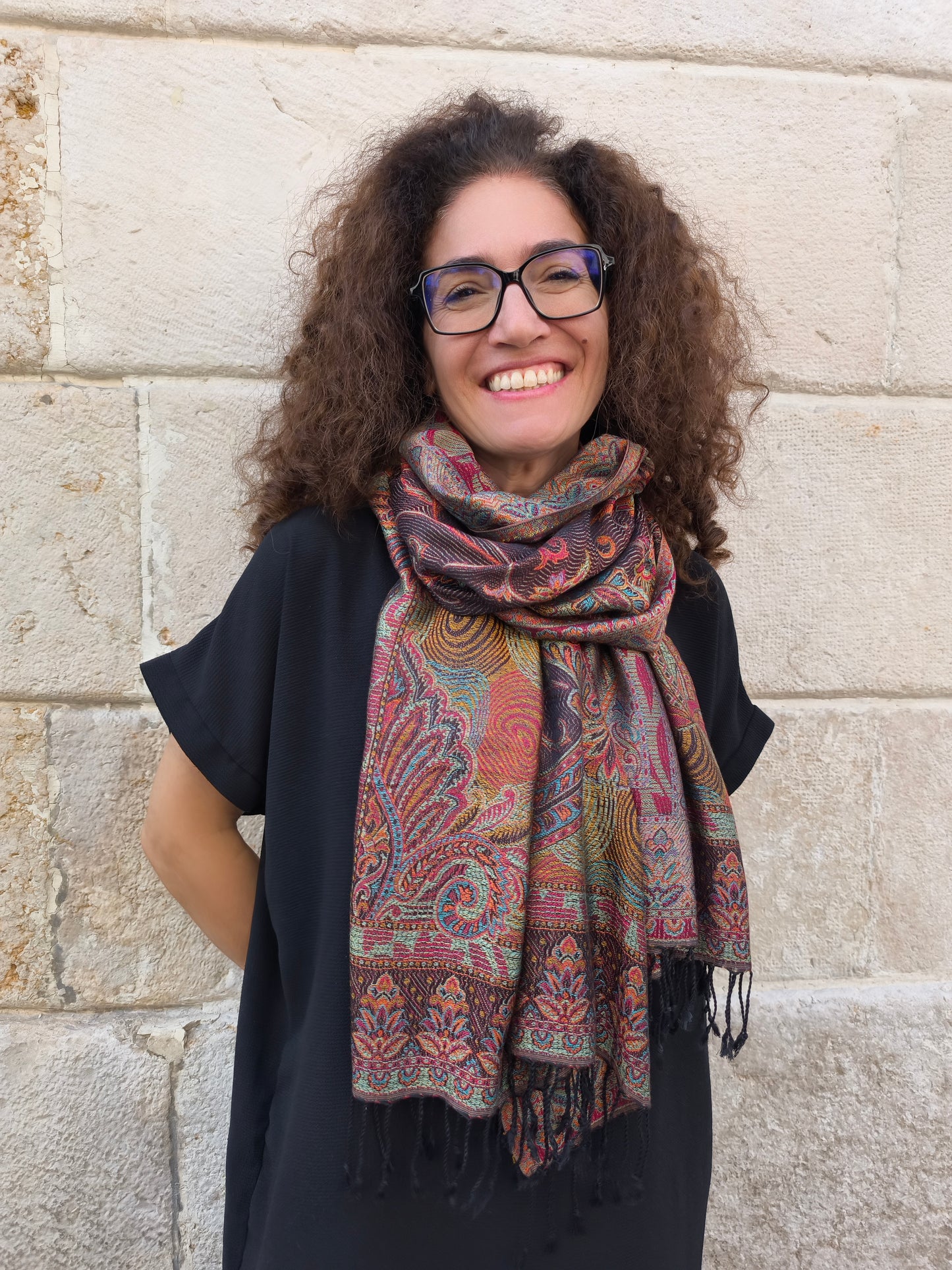 Pashmina Foulard Schal Seide 100 % Indien 195X75 60 cm