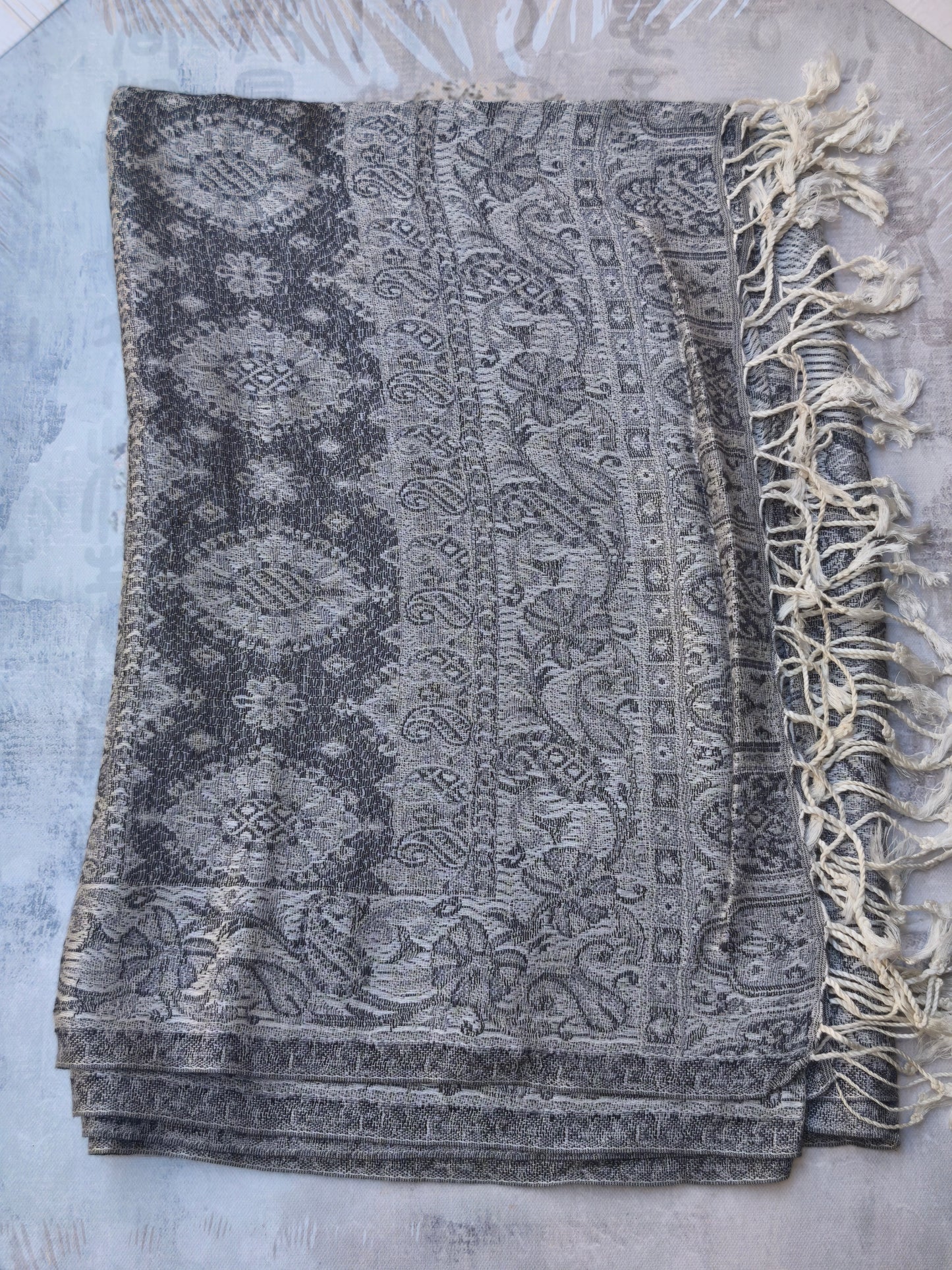 Pashmina Foulard Schal Seide 100 % Indien 195X75 60 cm