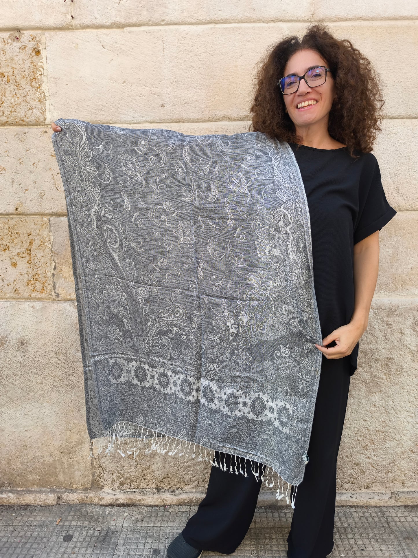 Pashmina Foulard Schal Seide 100 % Indien 195X75 60 cm