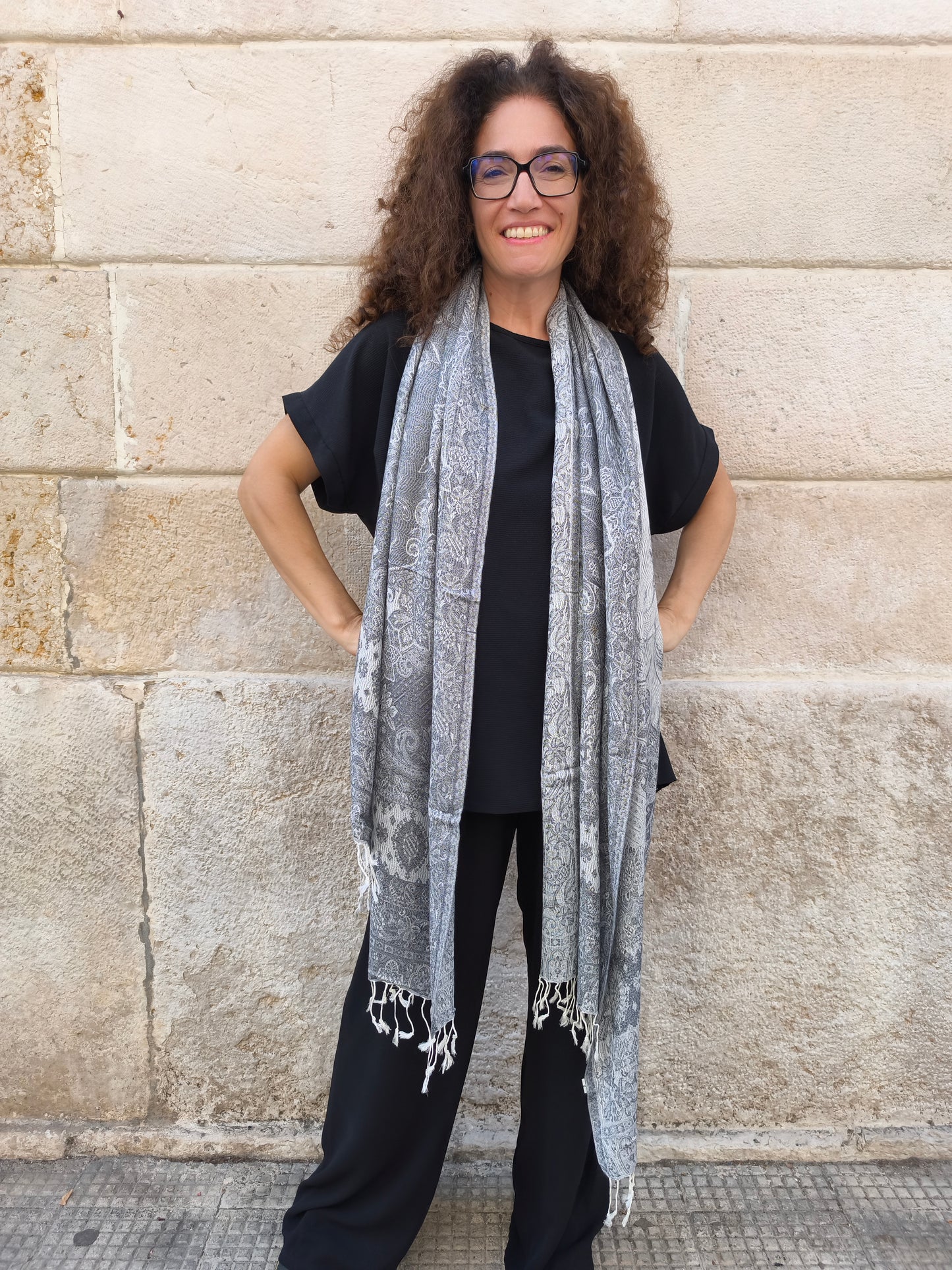 Pashmina Foulard Schal Seide 100 % Indien 195X75 60 cm