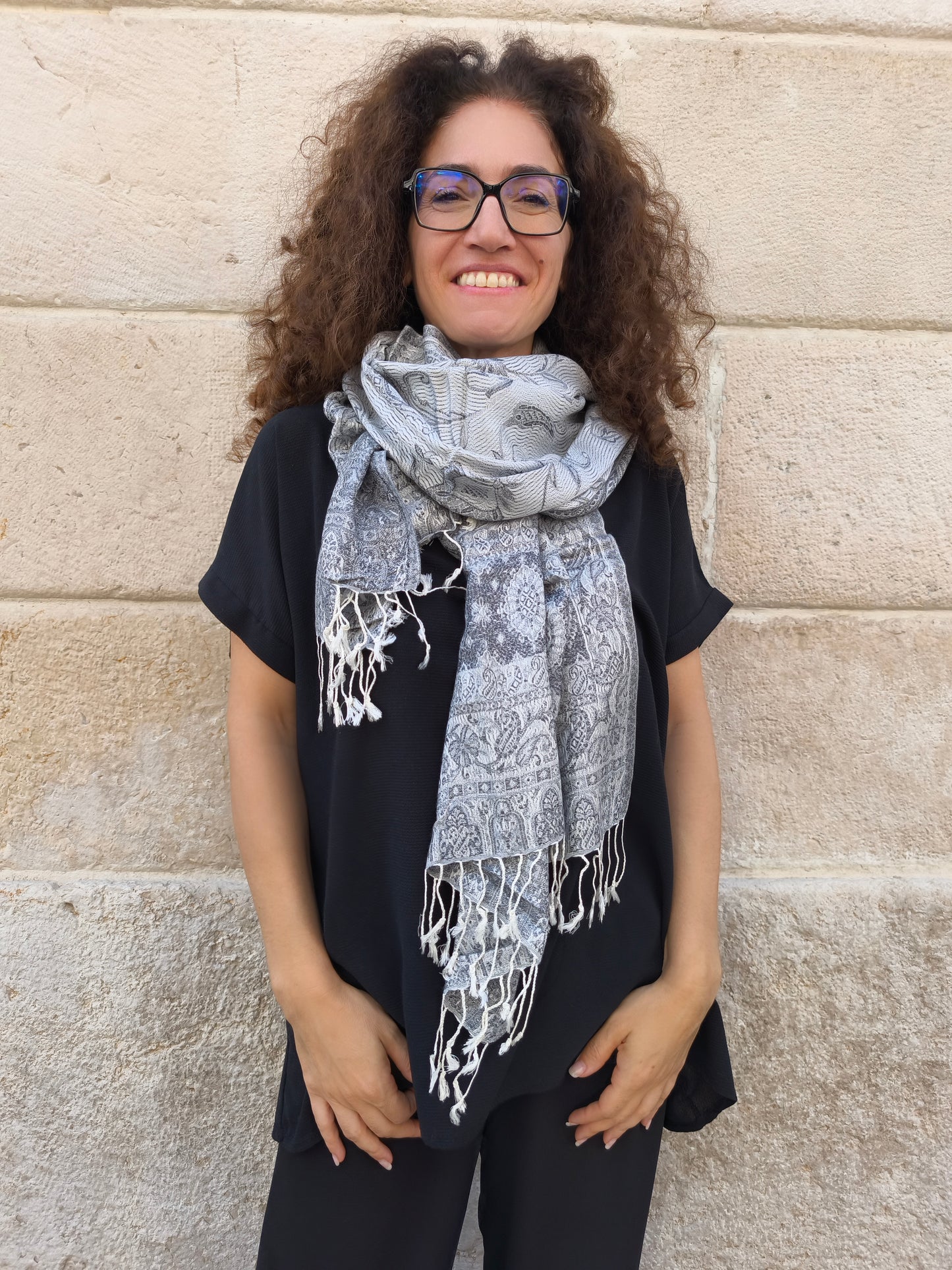 Pashmina Foulard Schal Seide 100 % Indien 195X75 60 cm