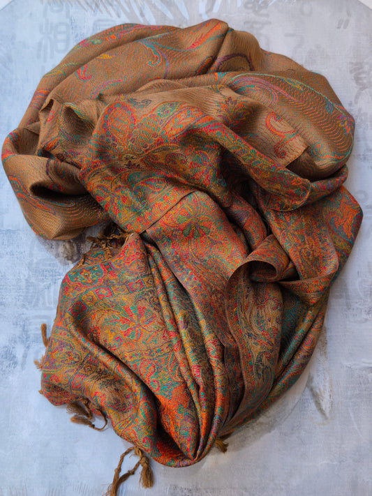 Pashmina Foulard Schal Seide 100 % Indien 195X75 60 cm