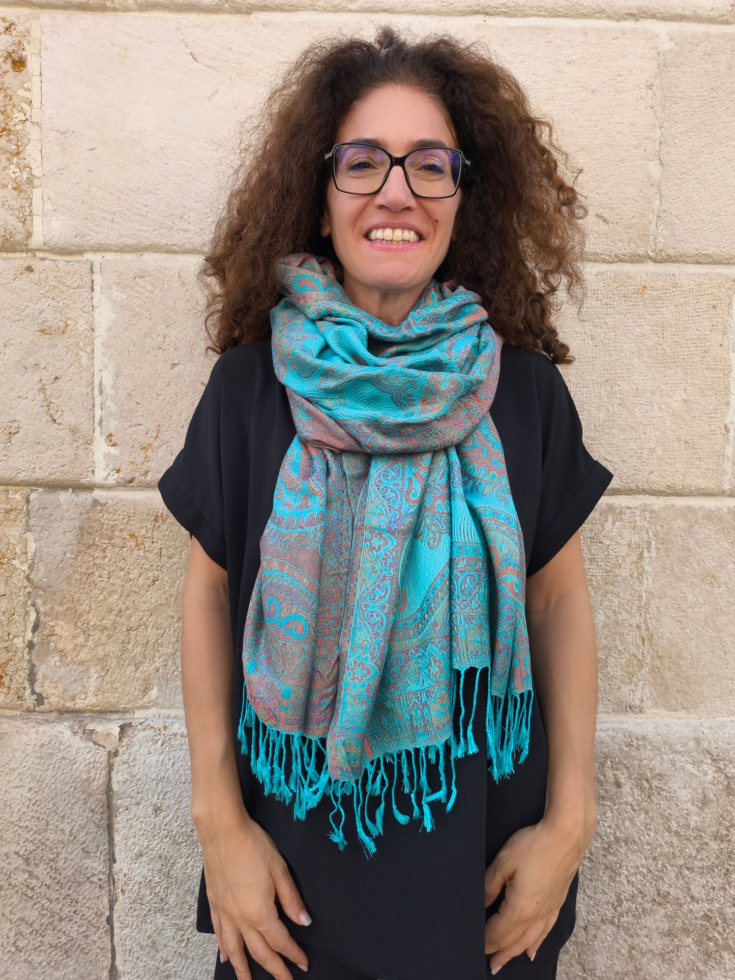 Pashmina Foulard Schal Seide 100 % Indien 195X75 60 cm