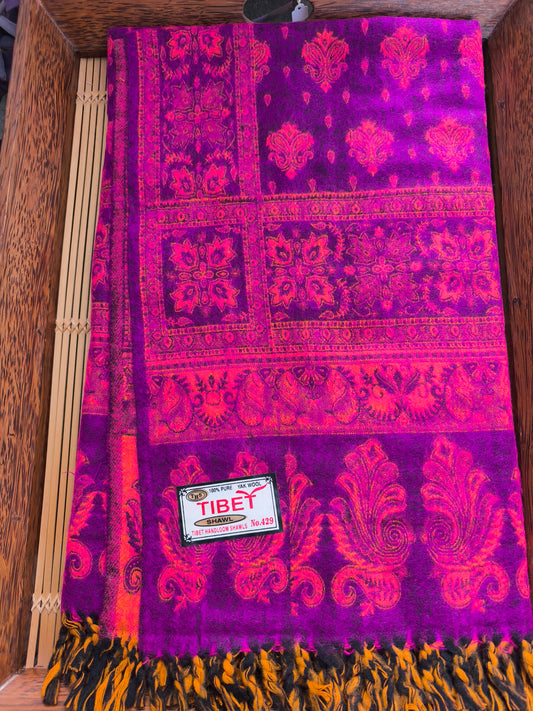 Scialle sciarpa stola Pashmina coperta lana di Yak calda Tibet 15A