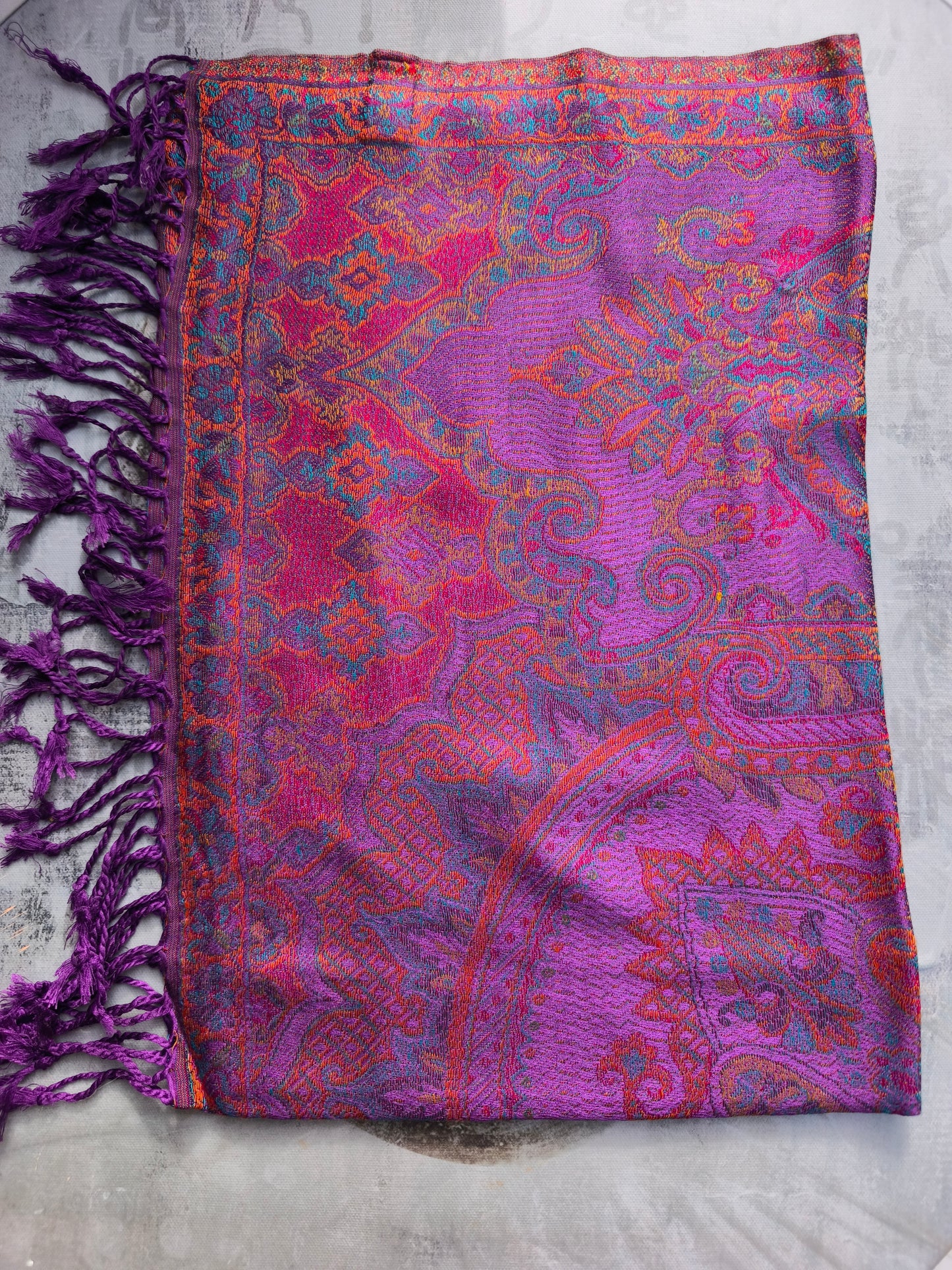 Pashmina-Foulard-Schal, 100 % indische Seide, 195 x 75 cm, 14S