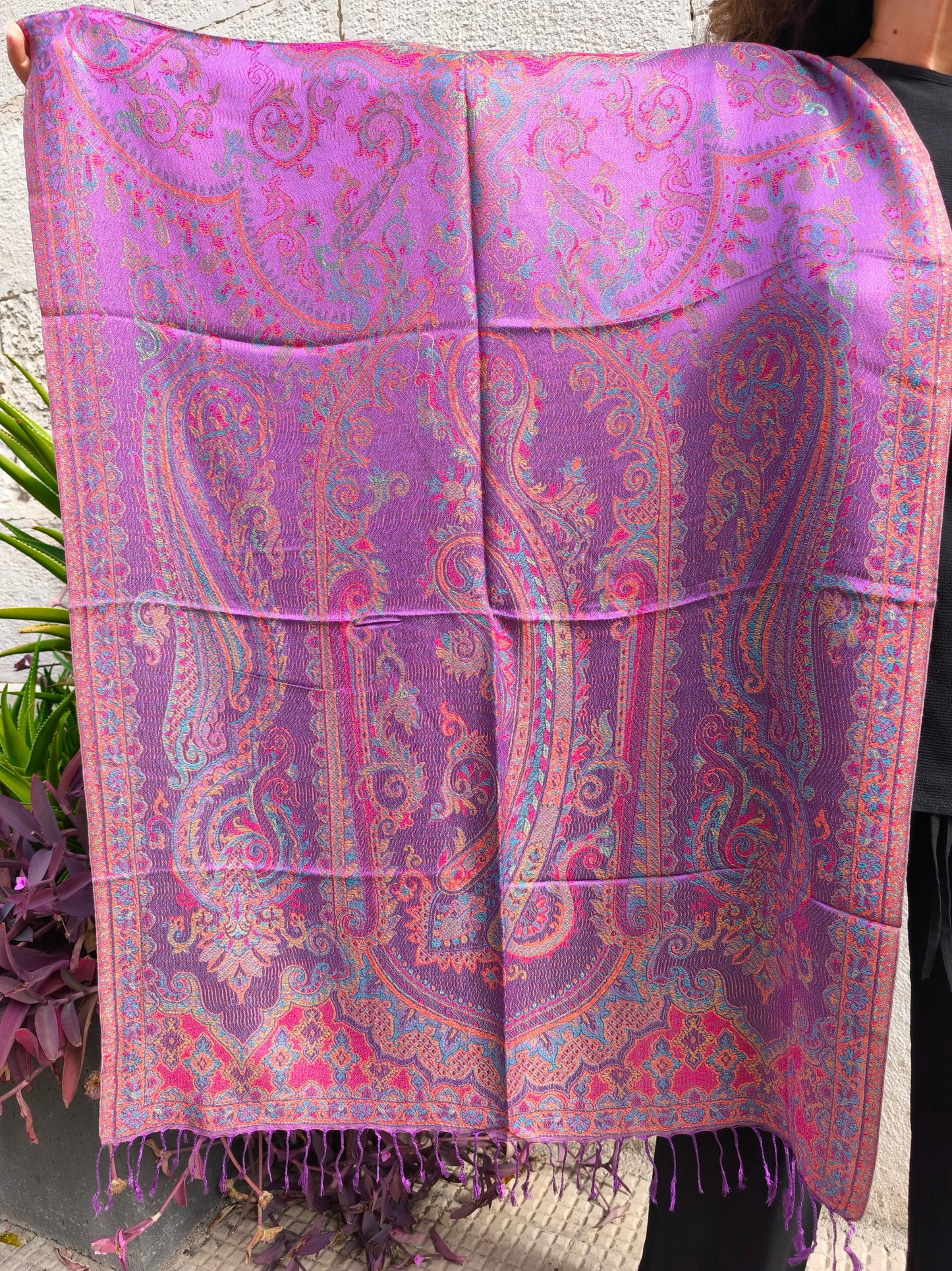 Pashmina-Foulard-Schal, 100 % indische Seide, 195 x 75 cm, 14S