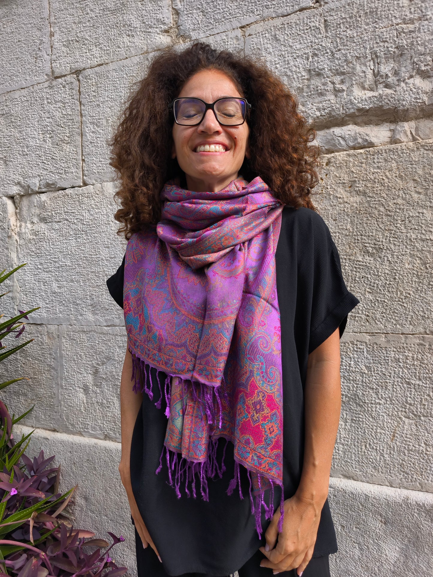 Pashmina-Foulard-Schal, 100 % indische Seide, 195 x 75 cm, 14S