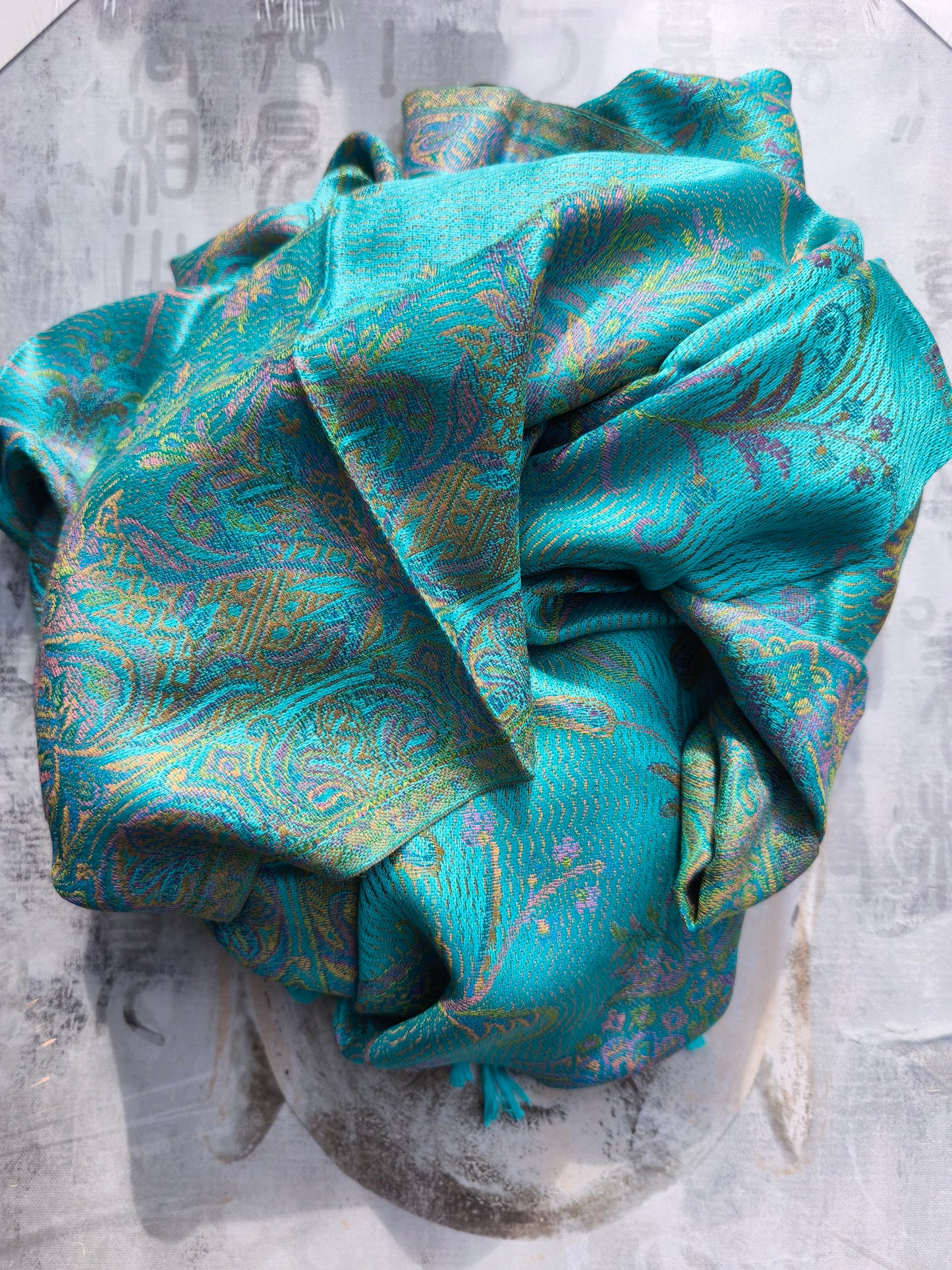 Pashmina-Foulard-Schal, 100 % indische Seide, 195 x 75 cm, 15 Stück