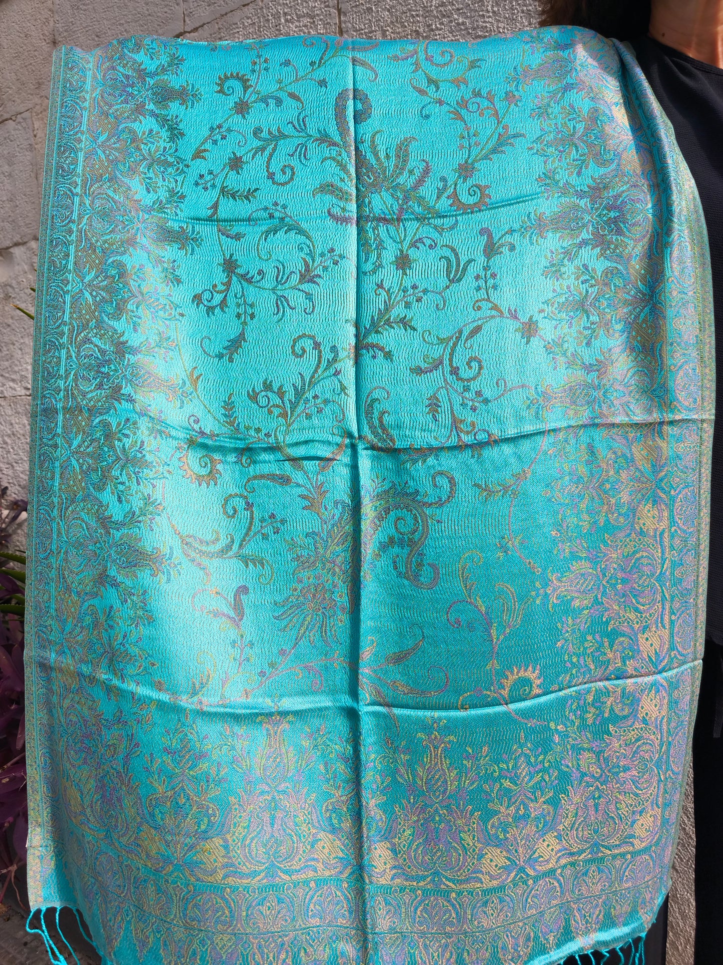 Pashmina-Foulard-Schal, 100 % indische Seide, 195 x 75 cm, 15 Stück