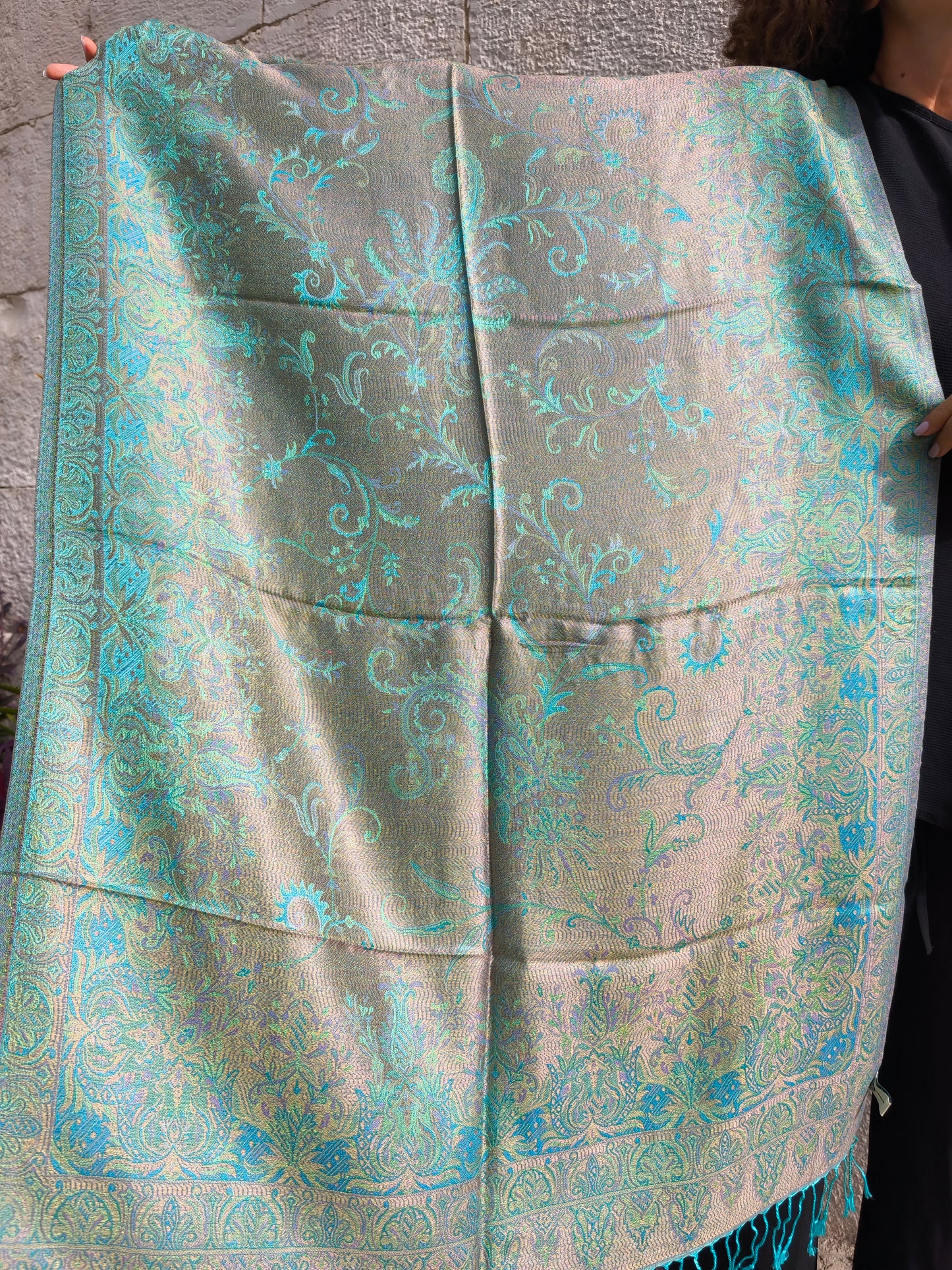 Pashmina-Foulard-Schal, 100 % indische Seide, 195 x 75 cm, 15 Stück