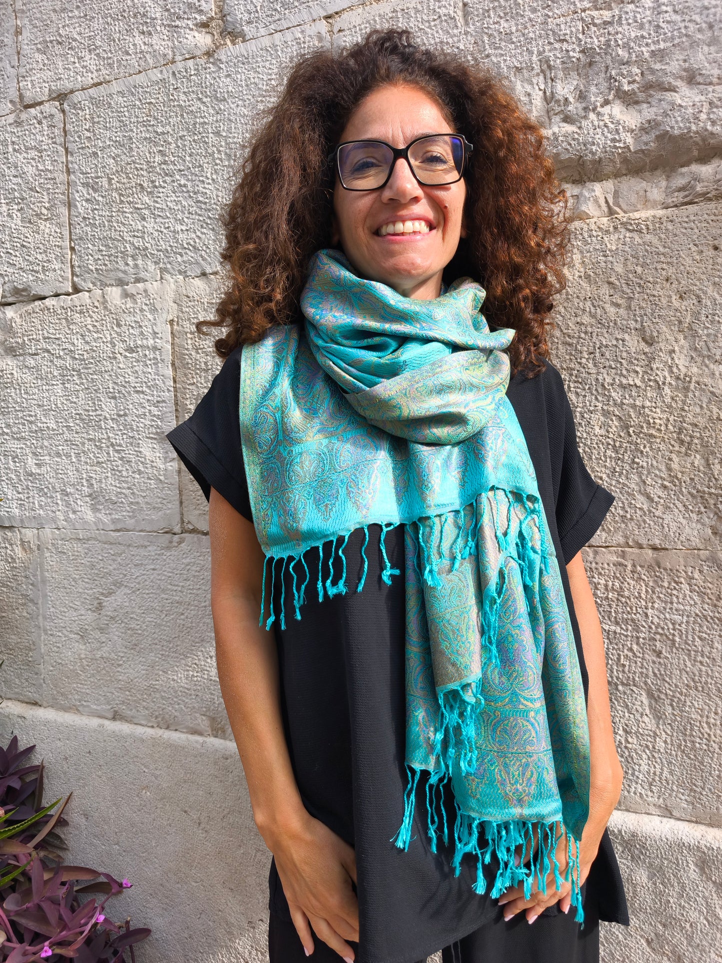 Pashmina-Foulard-Schal, 100 % indische Seide, 195 x 75 cm, 15 Stück