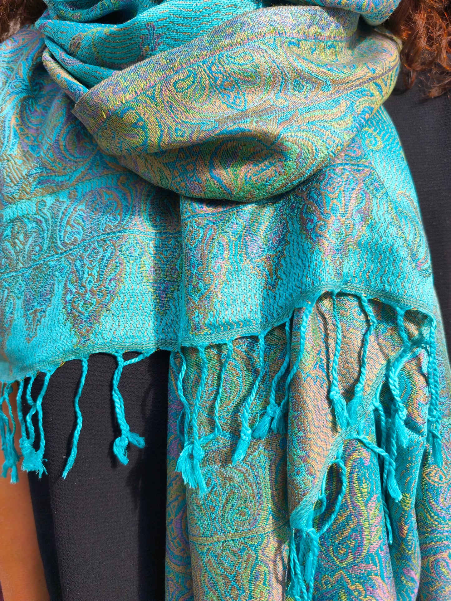 Pashmina-Foulard-Schal, 100 % indische Seide, 195 x 75 cm, 15 Stück