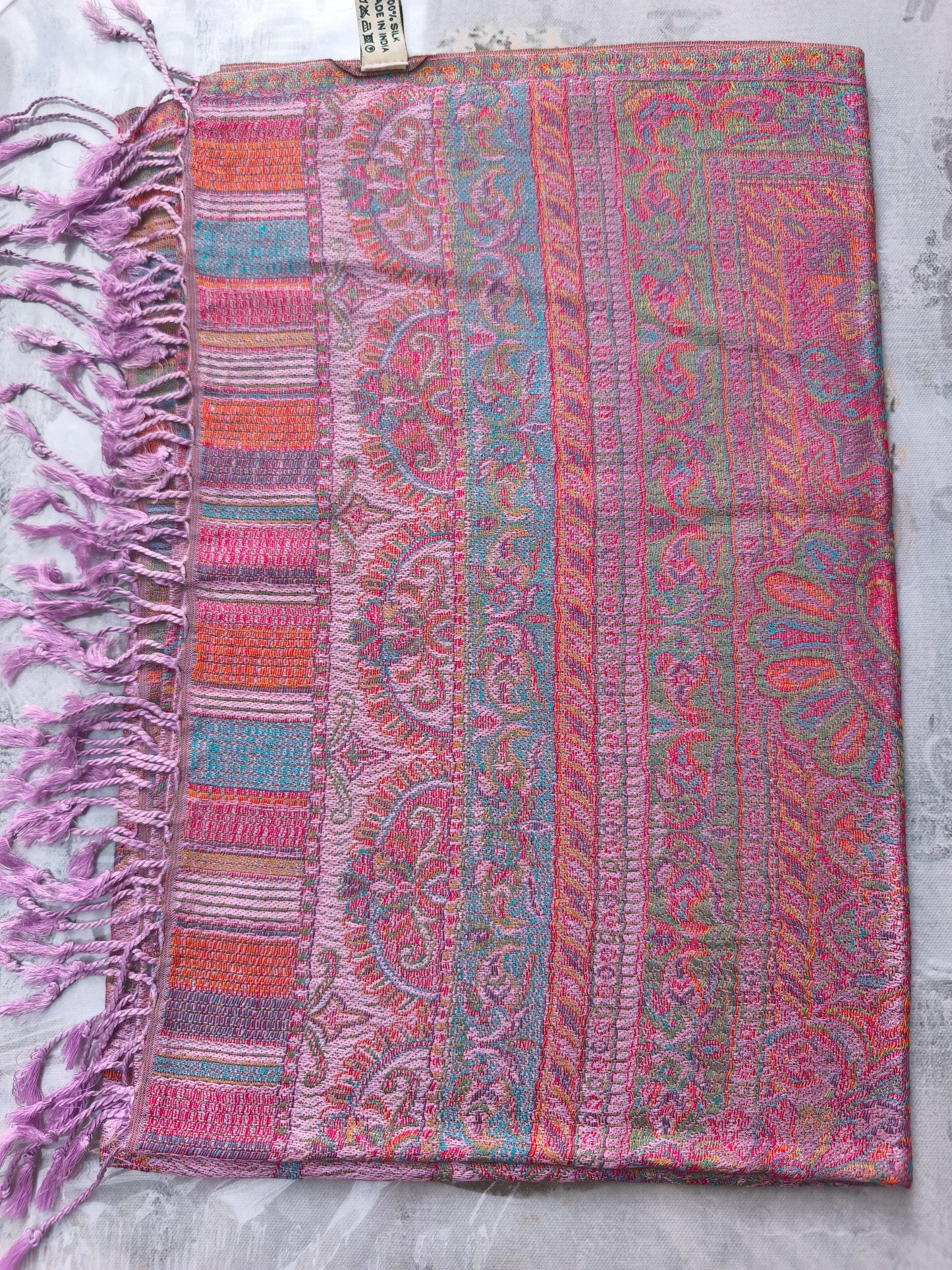 Pashmina-Foulard-Schal, 100 % indische Seide, 195 x 75 cm, 18S