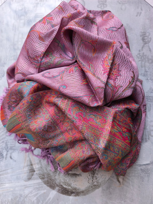 Pashmina Foulard Sciarpa Seta 100% India cm 195X75 18S