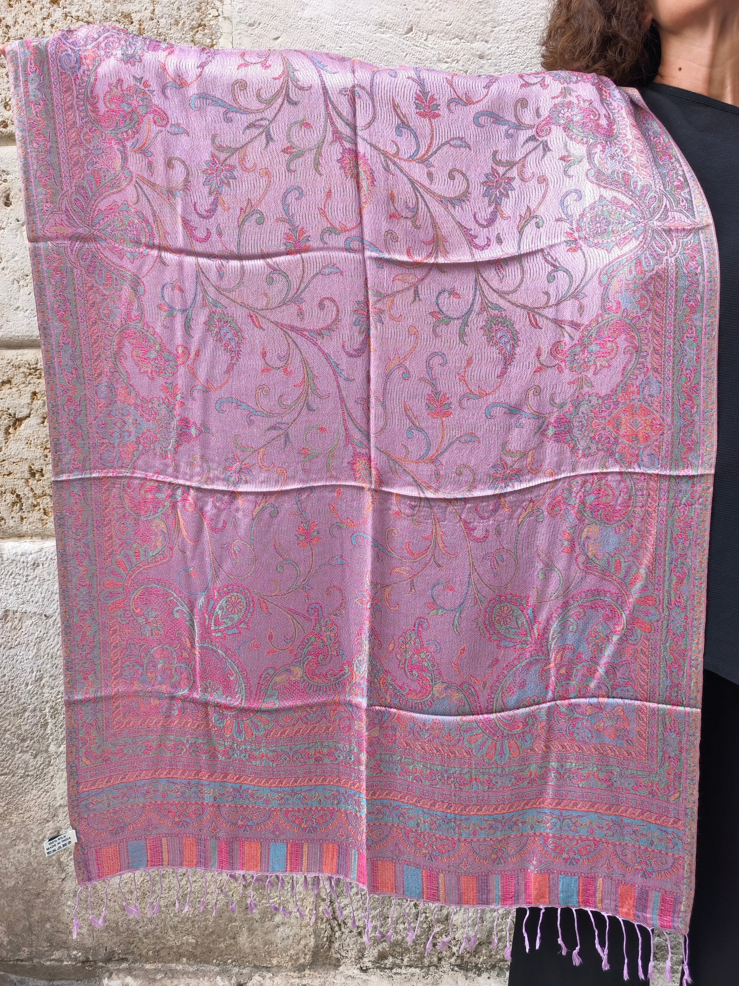 Pashmina-Foulard-Schal, 100 % indische Seide, 195 x 75 cm, 18S