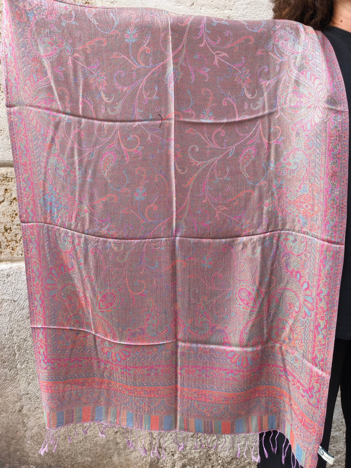 Pashmina-Foulard-Schal, 100 % indische Seide, 195 x 75 cm, 18S