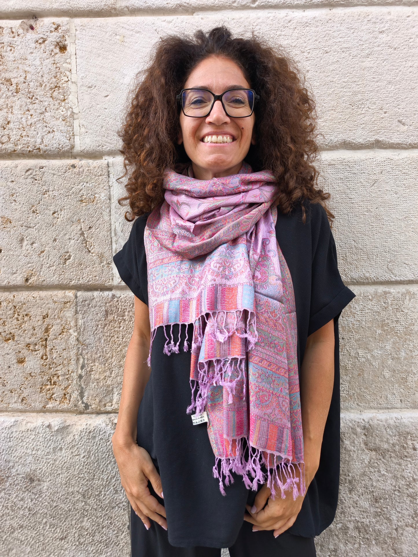 Pashmina-Foulard-Schal, 100 % indische Seide, 195 x 75 cm, 18S