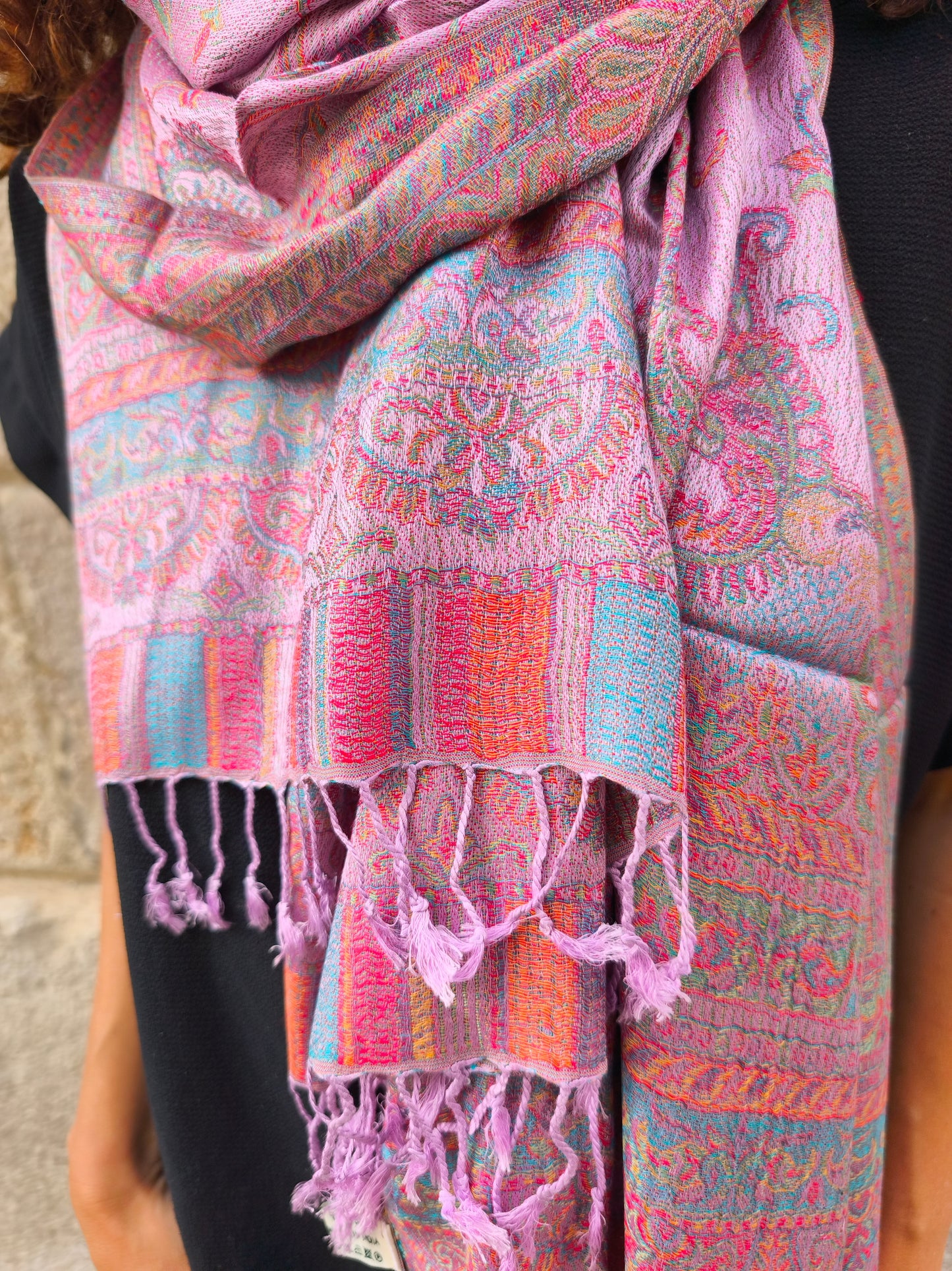 Pashmina-Foulard-Schal, 100 % indische Seide, 195 x 75 cm, 18S