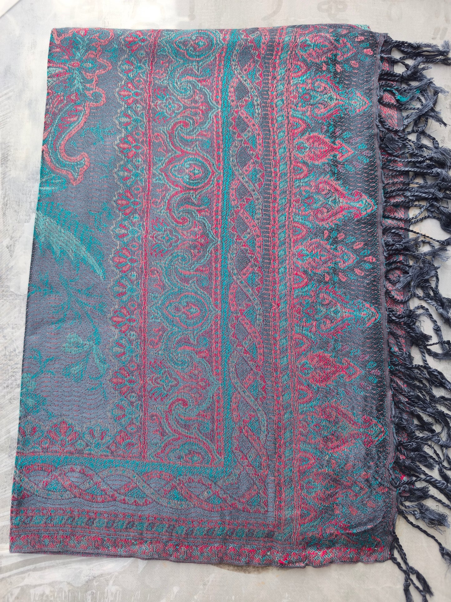 Pashmina-Foulard-Schal, 100 % indische Seide, 195 x 75 cm, 19S