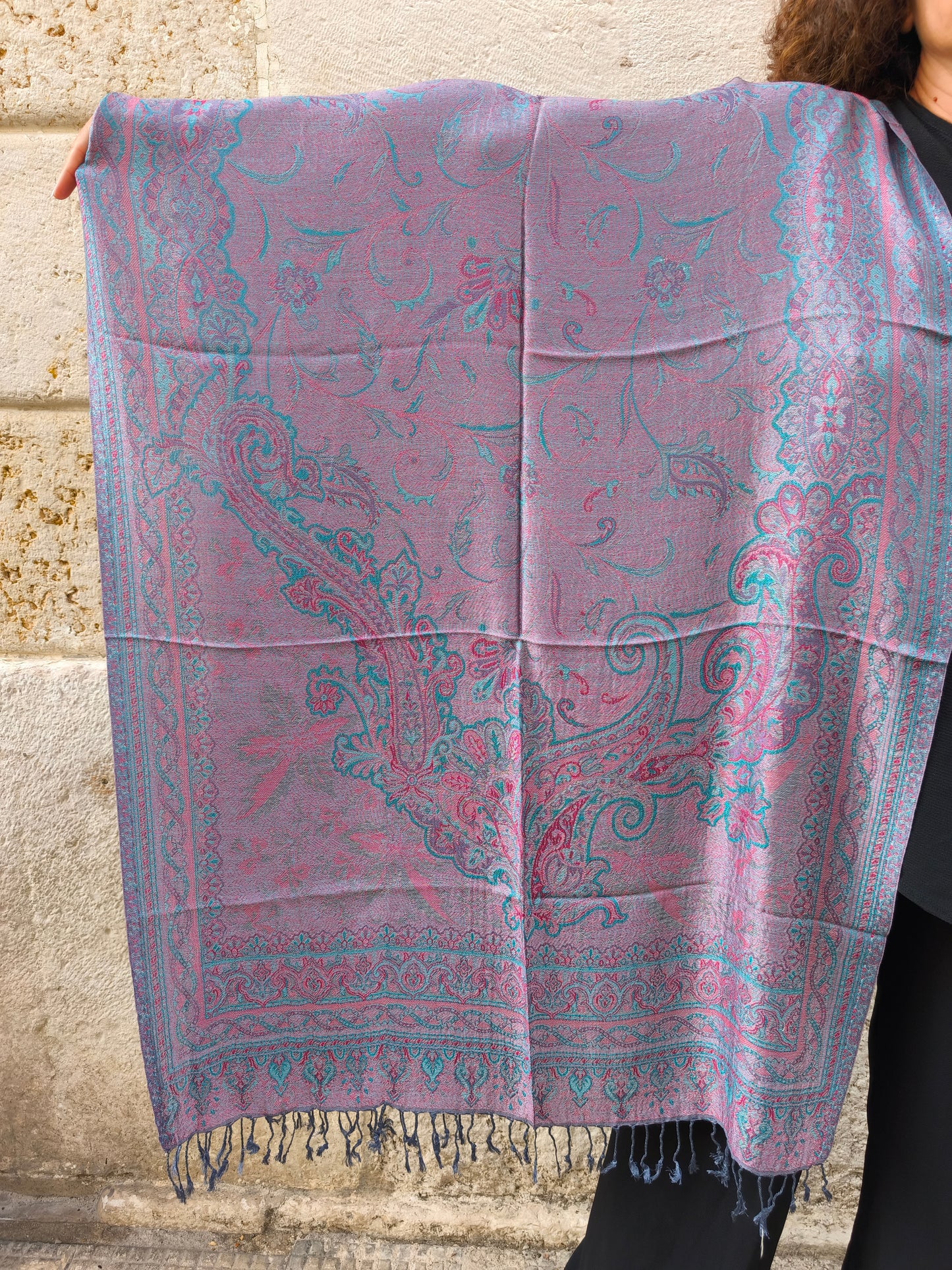 Pashmina-Foulard-Schal, 100 % indische Seide, 195 x 75 cm, 19S