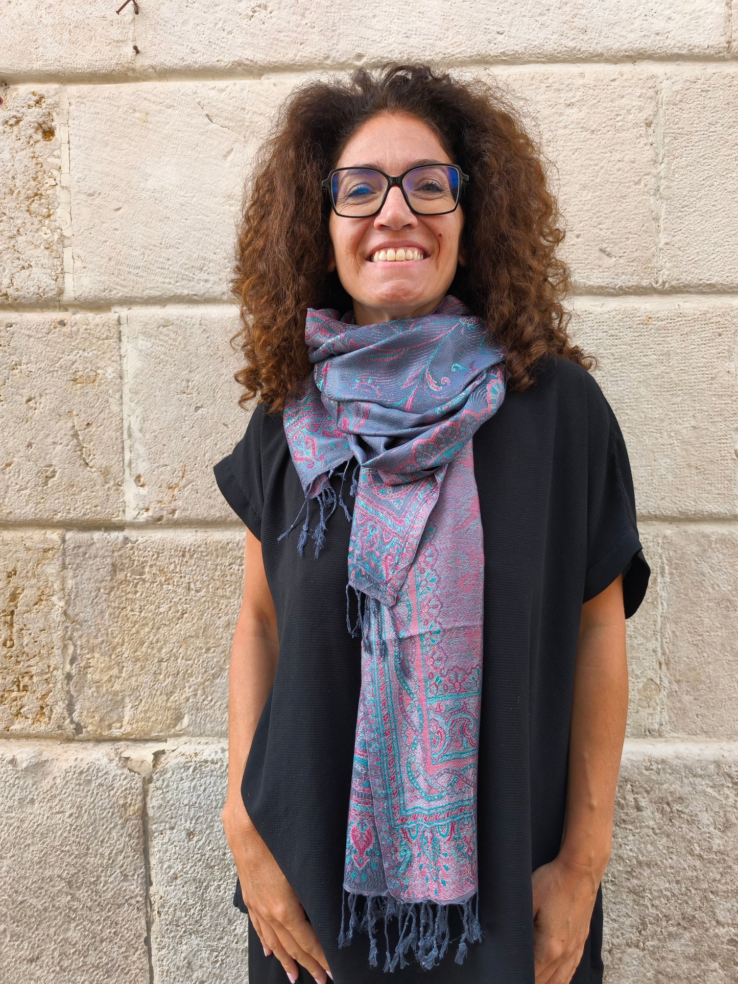 Pashmina-Foulard-Schal, 100 % indische Seide, 195 x 75 cm, 19S