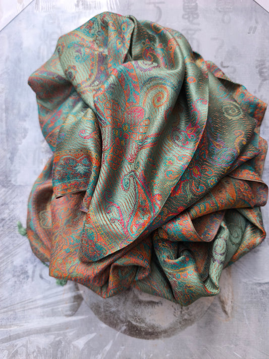 Pashmina Foulard Sciarpa Seta 100% India cm 195X75 20S