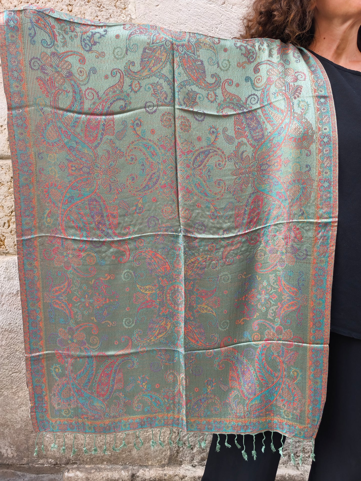 Pashmina-Foulard-Schal, 100 % indische Seide, 195 x 75 cm, 20 Stück