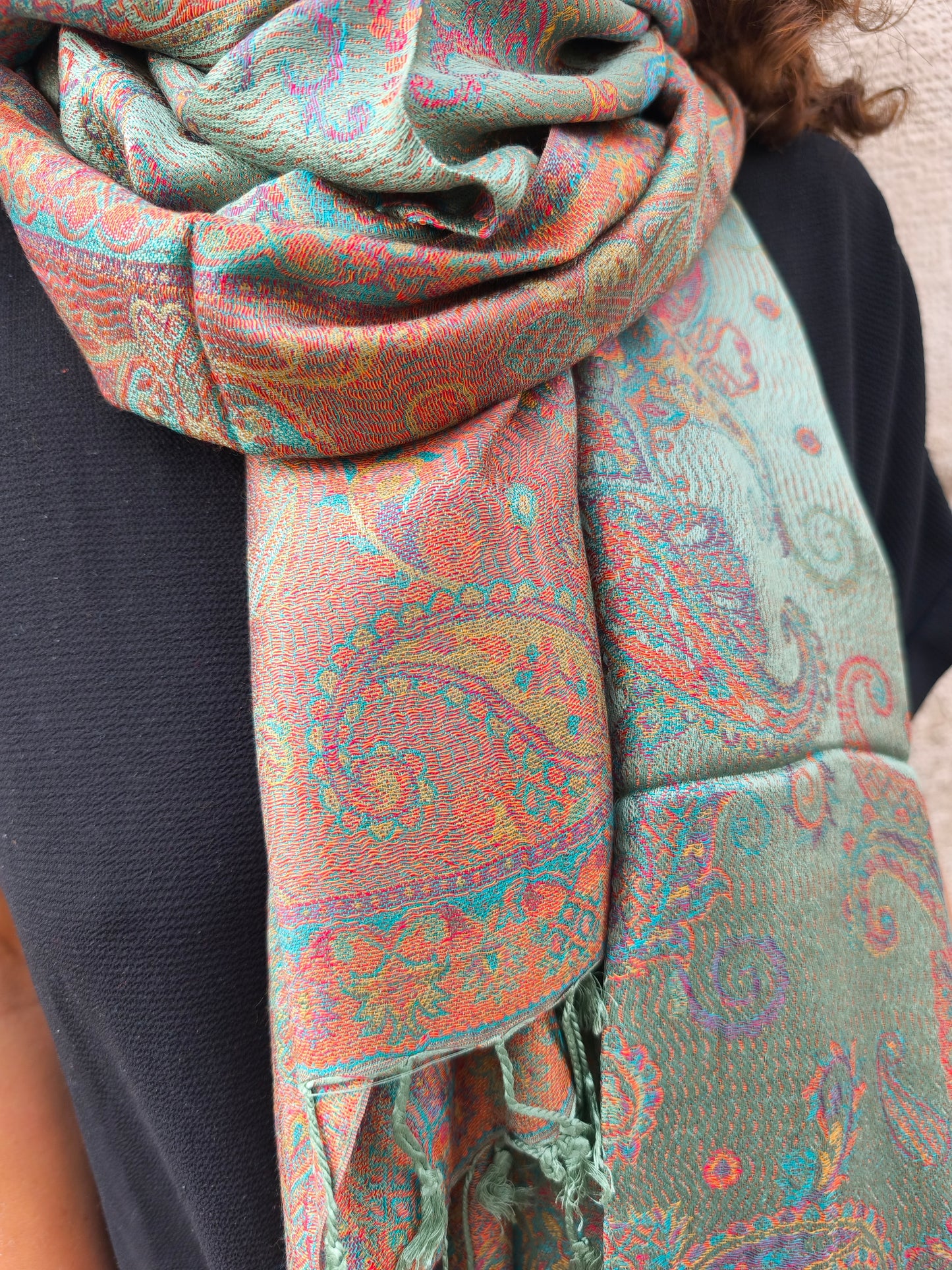 Pashmina-Foulard-Schal, 100 % indische Seide, 195 x 75 cm, 20 Stück