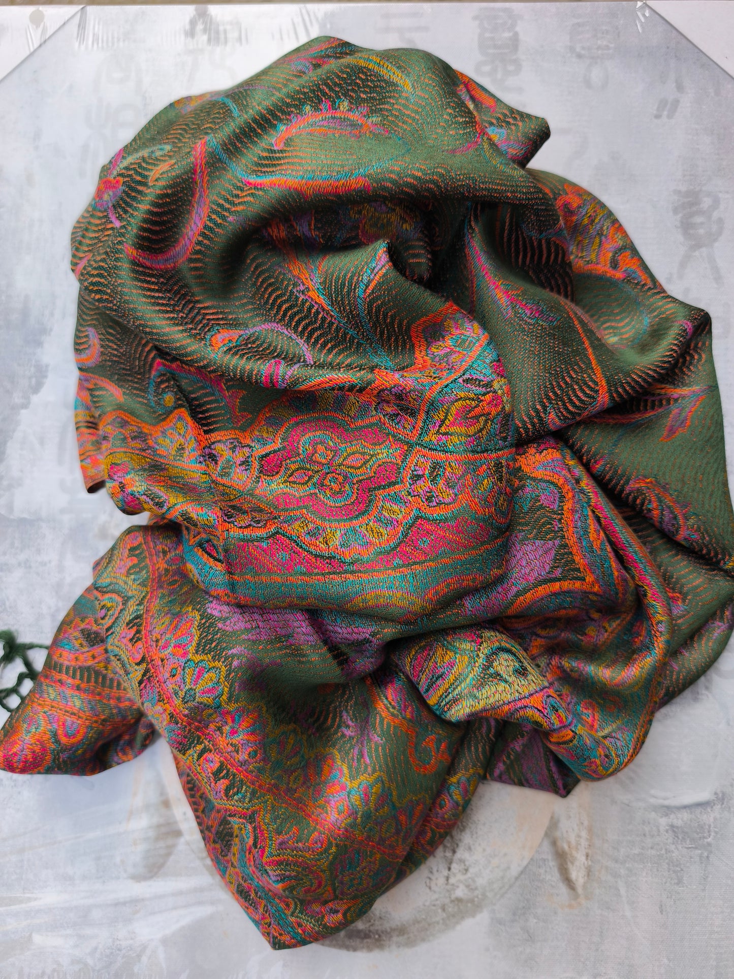 Pashmina-Foulard-Schal, 100 % indische Seide, 195 x 75 cm, 21S