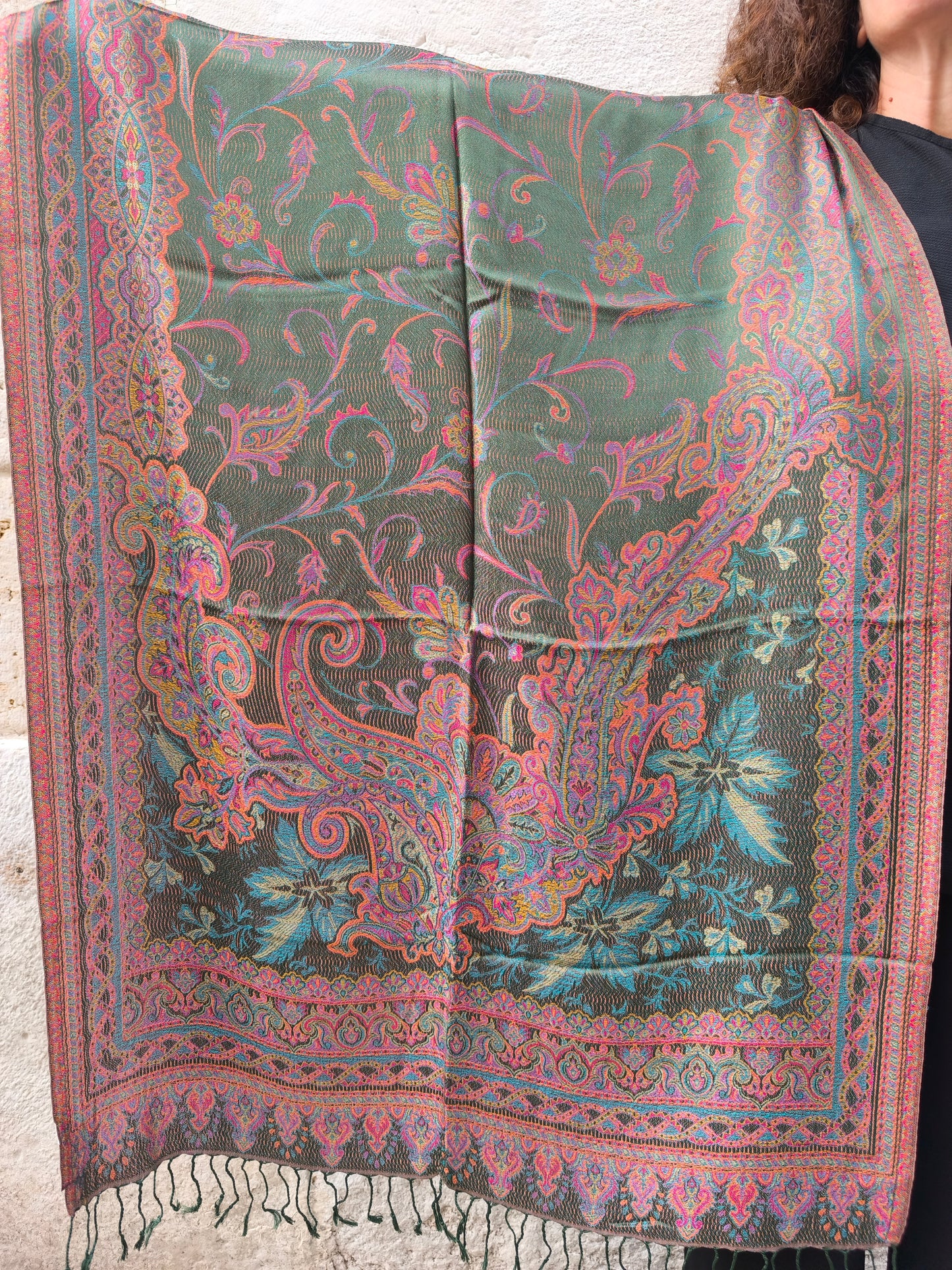 Pashmina-Foulard-Schal, 100 % indische Seide, 195 x 75 cm, 21S