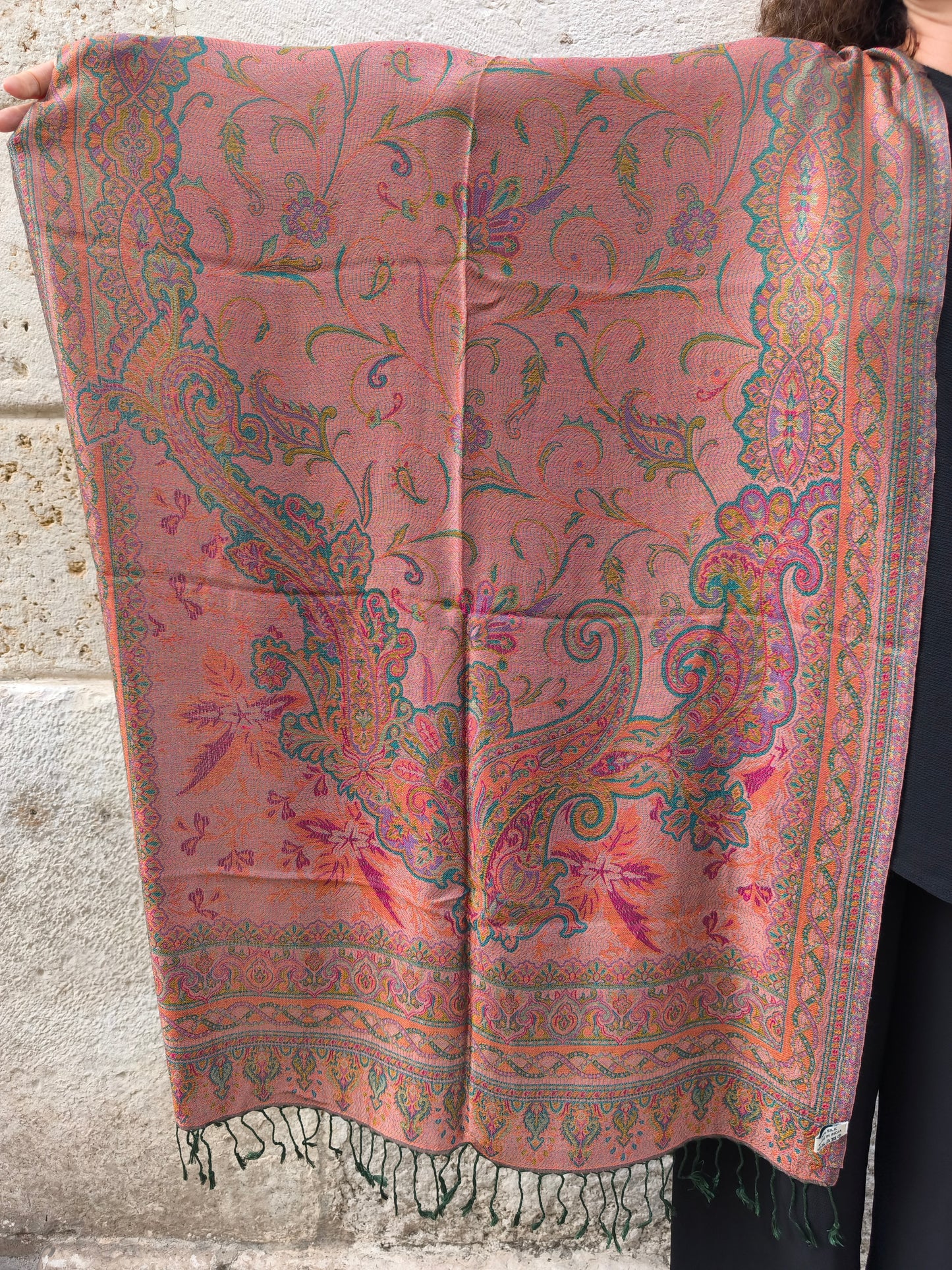 Pashmina-Foulard-Schal, 100 % indische Seide, 195 x 75 cm, 21S
