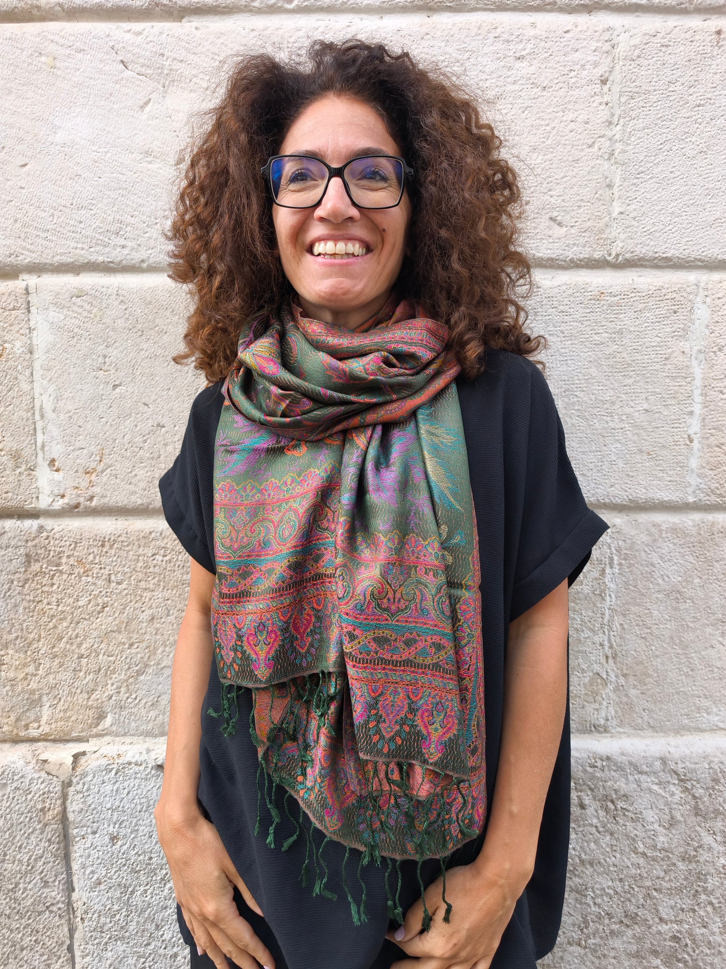 Pashmina-Foulard-Schal, 100 % indische Seide, 195 x 75 cm, 21S