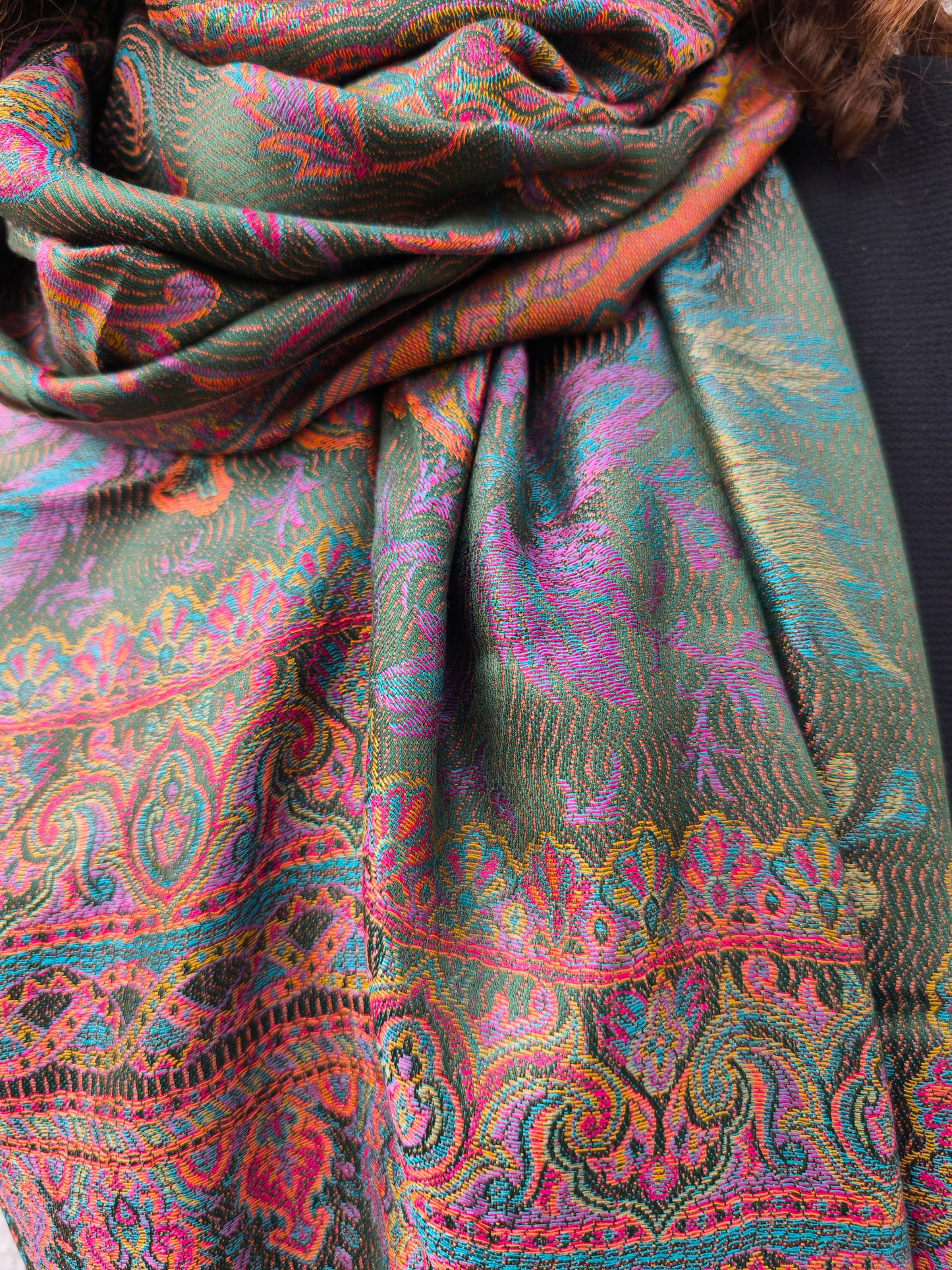 Pashmina-Foulard-Schal, 100 % indische Seide, 195 x 75 cm, 21S