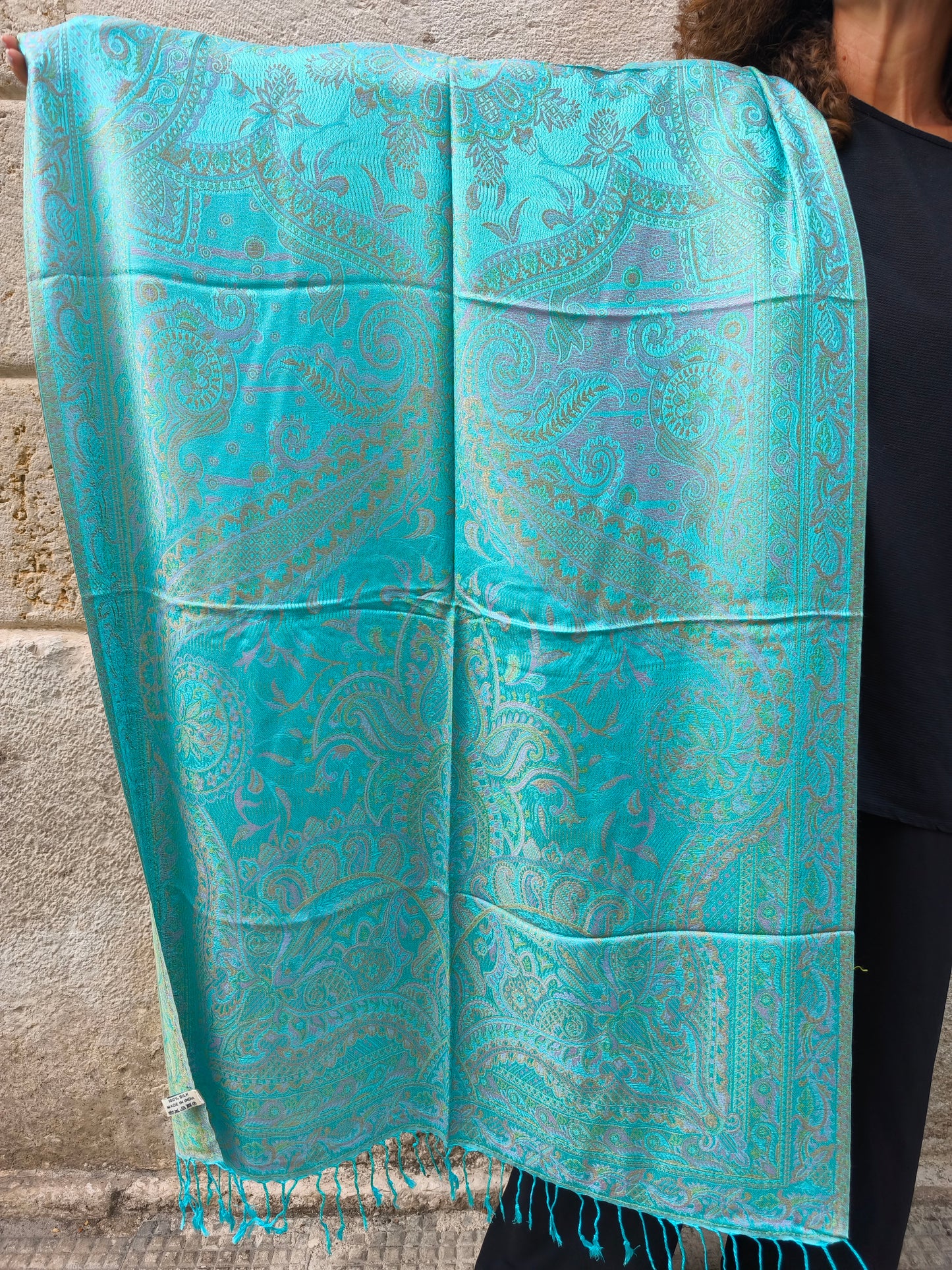 Pashmina-Foulard-Schal, 100 % indische Seide, 195 x 75 cm, 22S