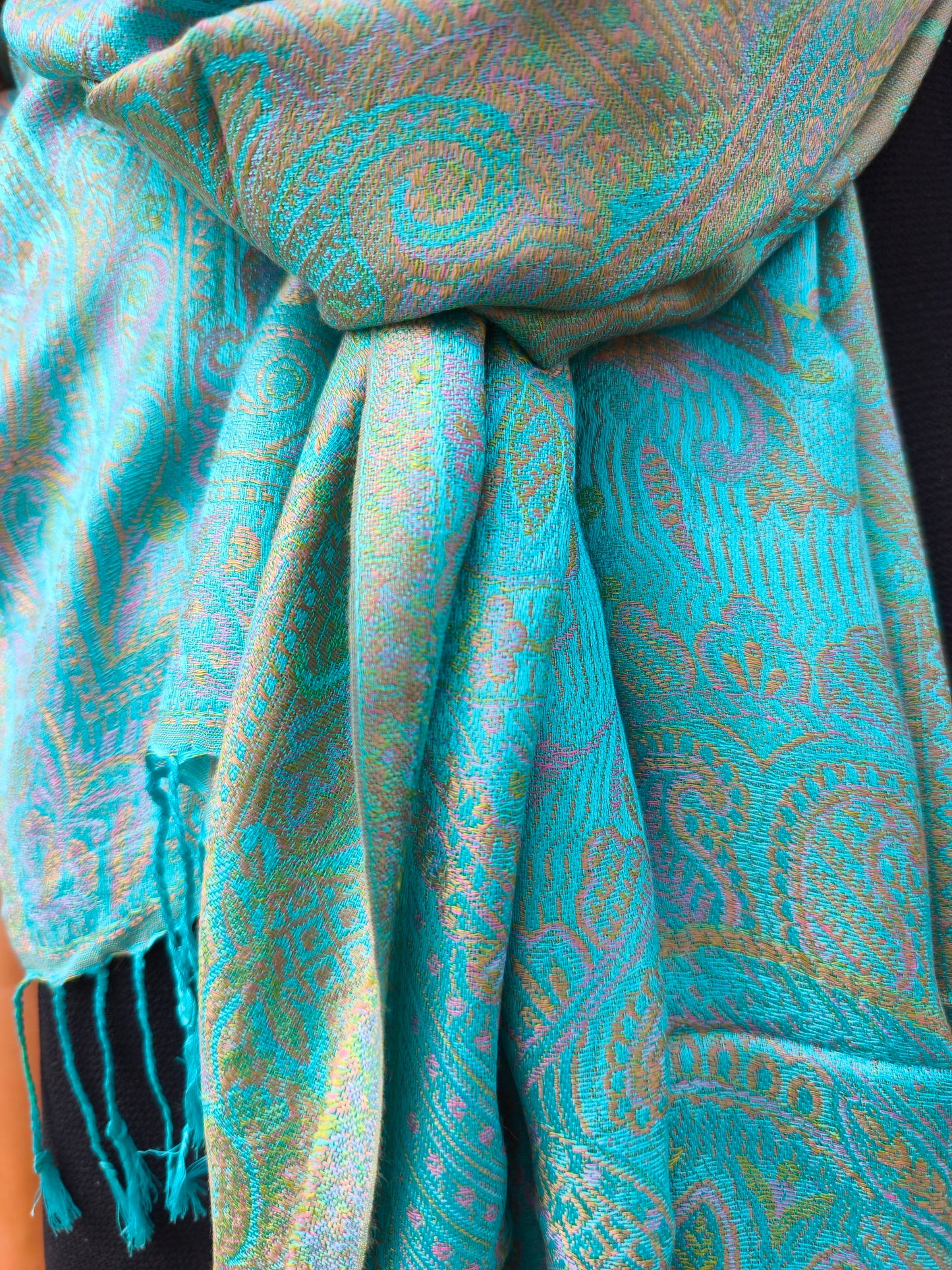 Pashmina-Foulard-Schal, 100 % indische Seide, 195 x 75 cm, 22S