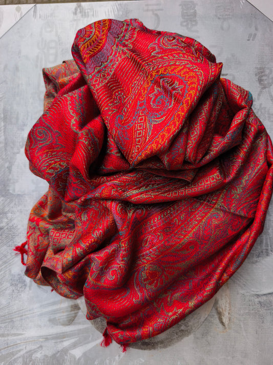 Pashmina Foulard Sciarpa Seta 100% India cm 195X75 23S