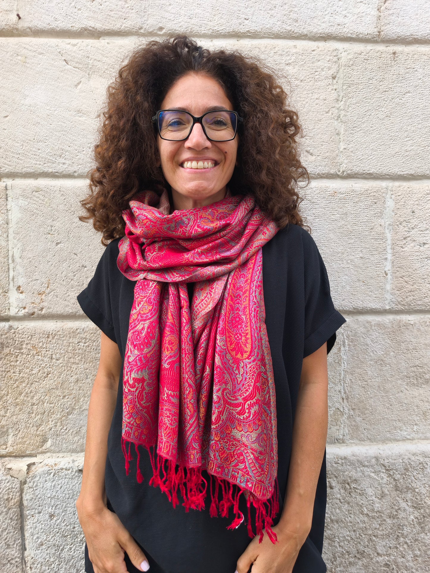 Pashmina Foulard Schal Seide 100% Indien cm 195X75 23S