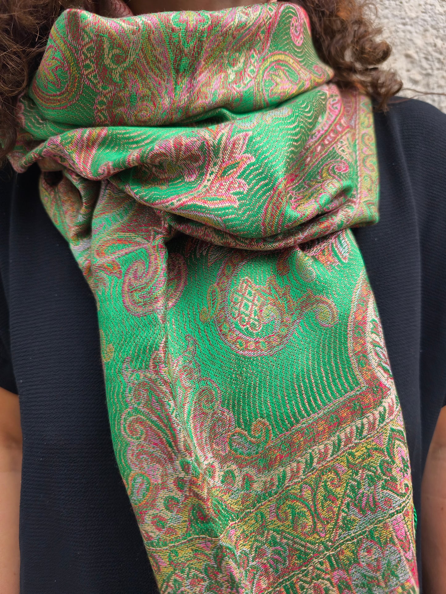 Pashmina-Foulard-Schal, 100 % indische Seide, 195 x 75 cm, 24 Stück