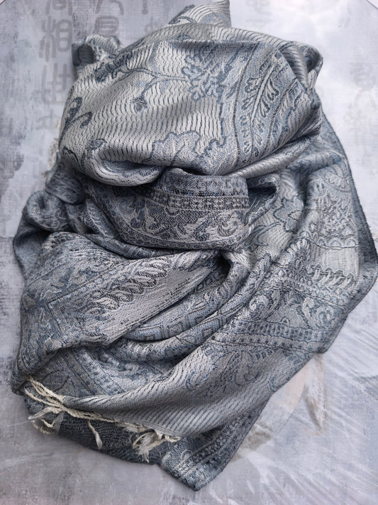Pashmina Foulard Sciarpa Seta 100% India cm 195X75 25S