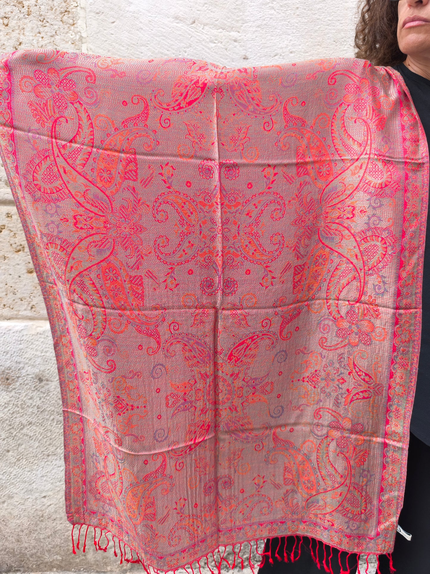 Pashmina-Foulard-Schal, 100 % indische Seide, 195 x 75 cm, 28 S