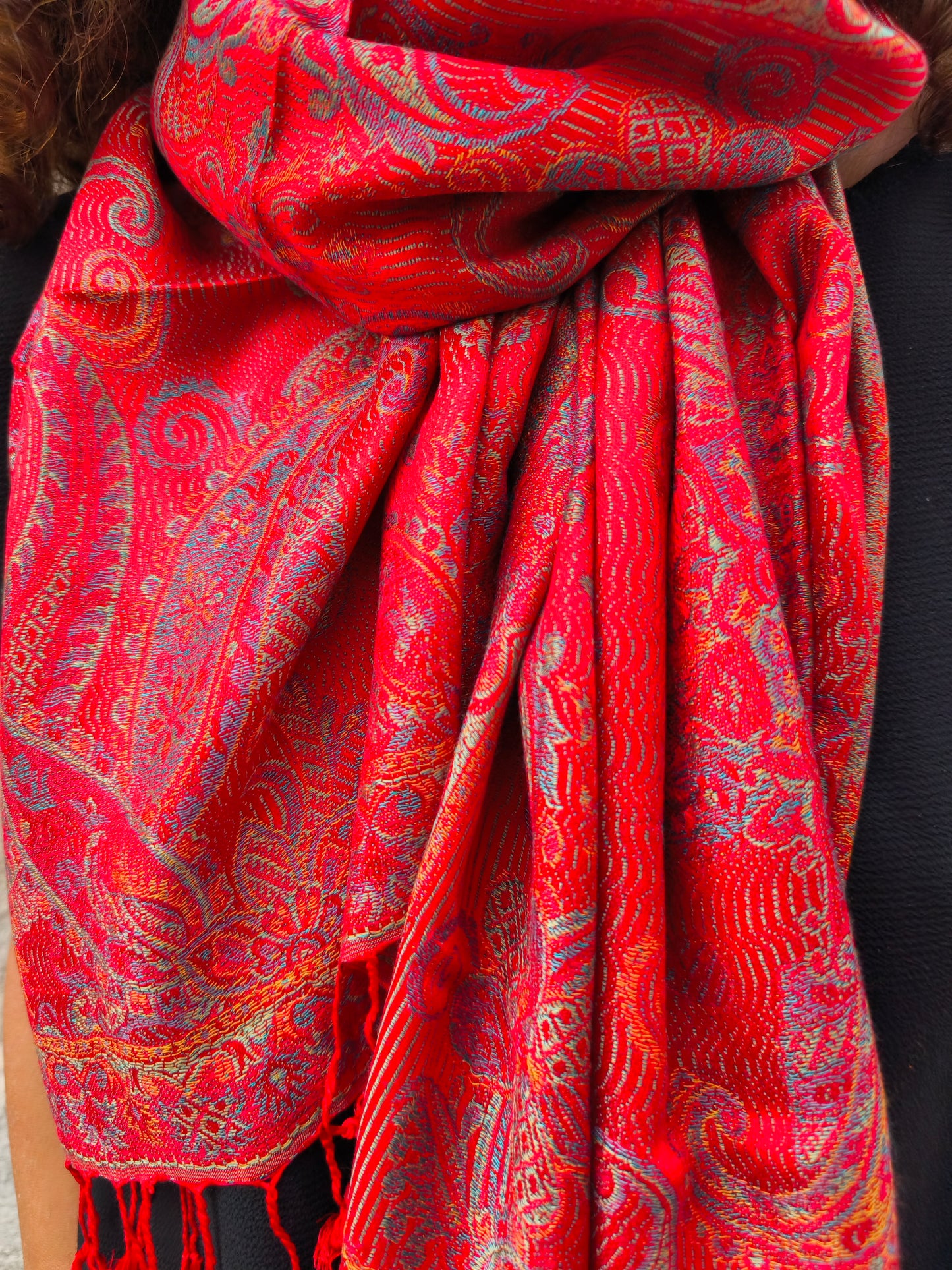 Pashmina-Foulard-Schal, 100 % indische Seide, 195 x 75 cm, 28 S